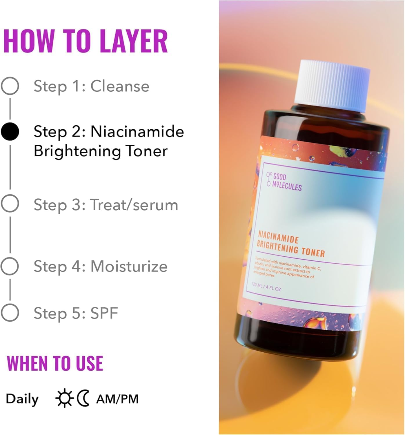 Good Molecules Niacinamide Brightening Toner - Toner for Face with Niacinamide and Arbutin for Skin Tone Balancing- Pore Minimizer, Skin Care for Face image number 1