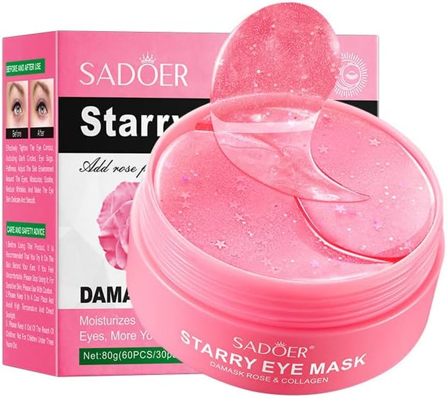 Rose Star Sky Facial Mask Star Sky Eye Mask Moisturizes and Reduces Dark Circles, Fine Lines, Eye Bags and Eye Masks. (Rose Star Sky Facial Mask 80G) - Bamboo Charcoal Starry Eye Film80G image number 3