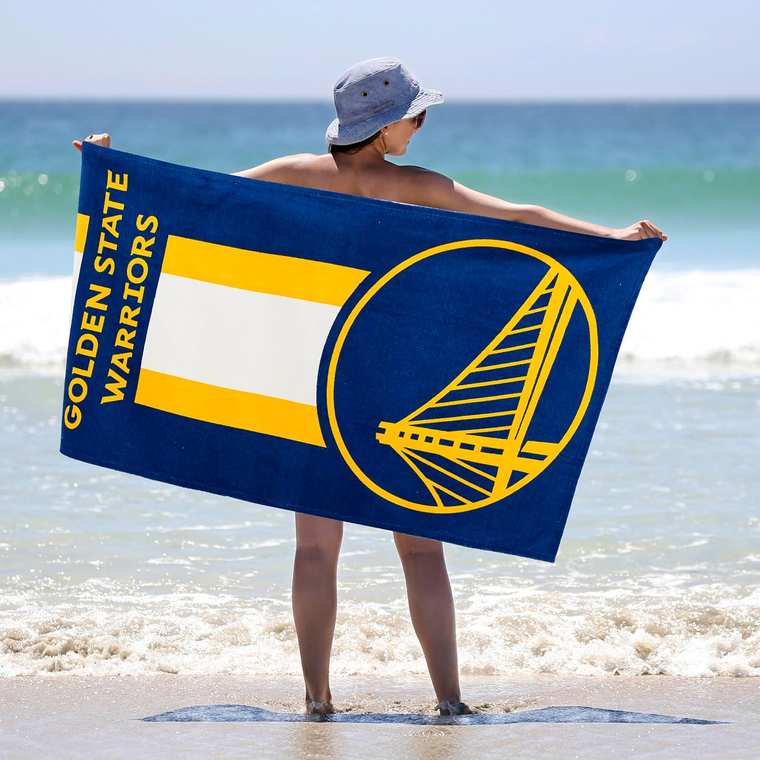 NORTHWEST NBA Golden State Warriors Beach Towel, 30" X 60", Zone Read image number 3