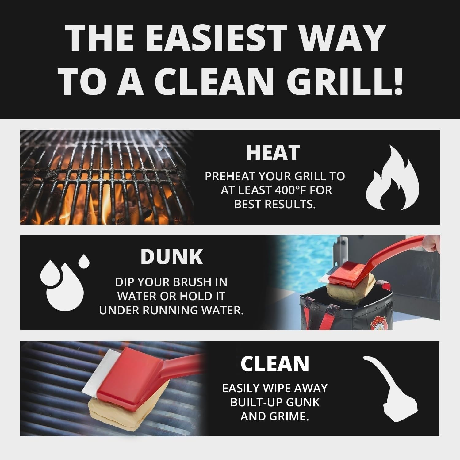 BBQ Replaceable Cleaning Head, Bristle Free - Durable and Unique Grill Tools for Cast Iron or Stainless-Steel Grates, Barbecue Cleaner image number 1