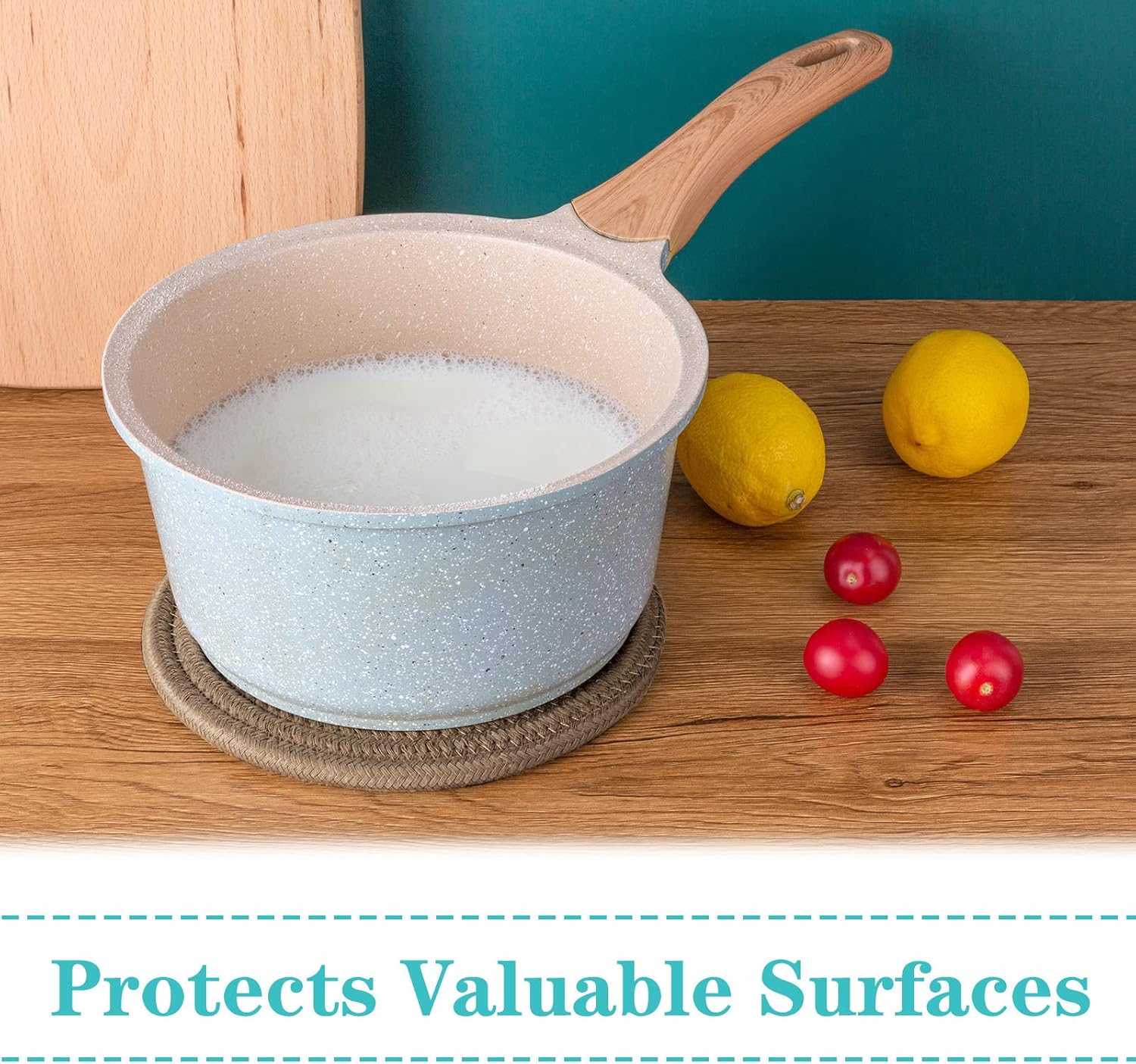 Trivets for Hot Dishes, Trivets for Hot Pots and Pans, Heat Resistant Hot Pads with Storage Basket, Pot Holders for Kitchen, Home Essentials, Farmhouse Decor (Khaki 4 PCS)