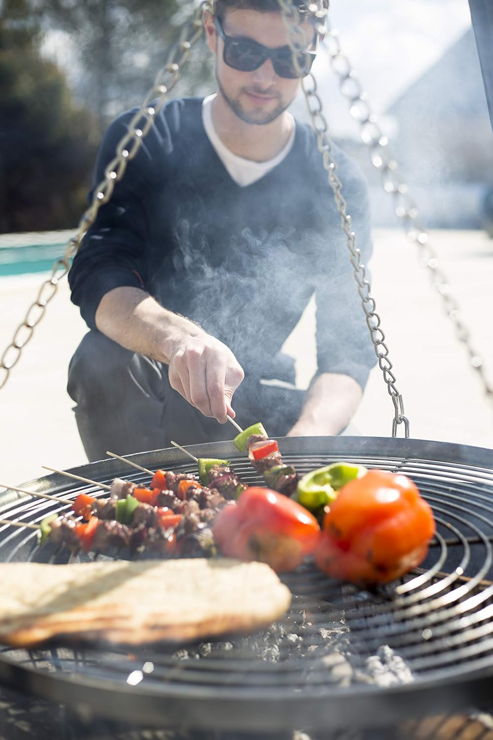 La Hacienda 55578 Tripod Grill, Steel, Black