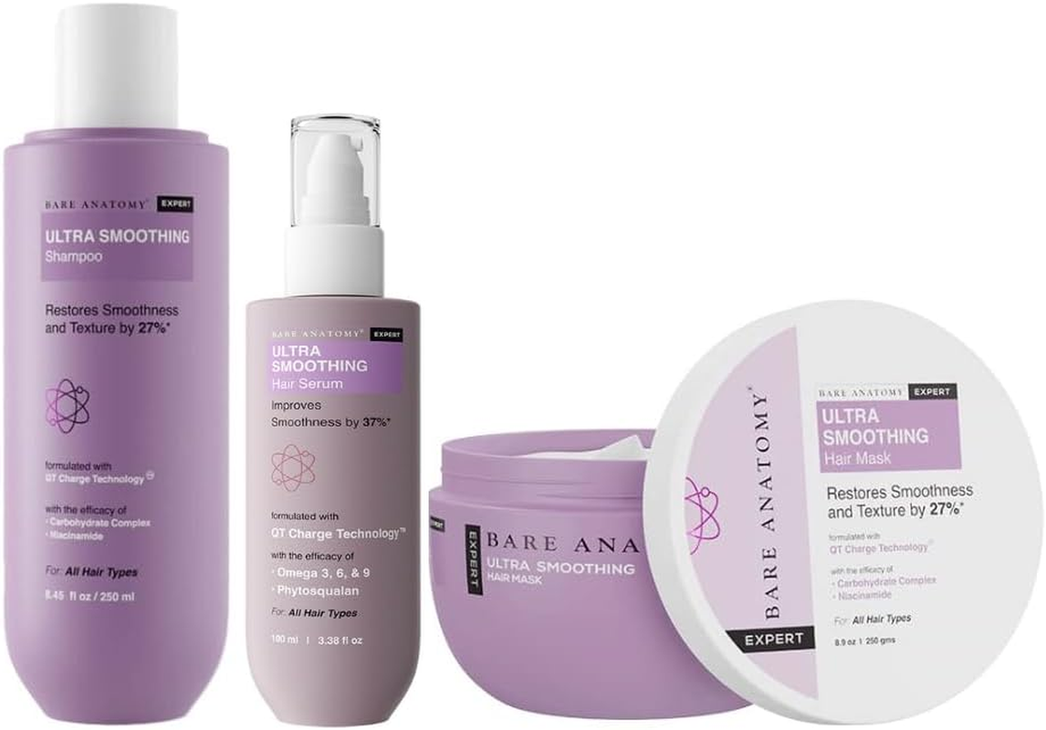 Bare Anatomy Ultra Smoothing Shampoo and Hair Mask and Hair Serum Kit Smoothness Thickens and Repairs Damaged Hair Locks in Moisture Sulphate and Paraben Free for Women and Men 250Ml image number 3