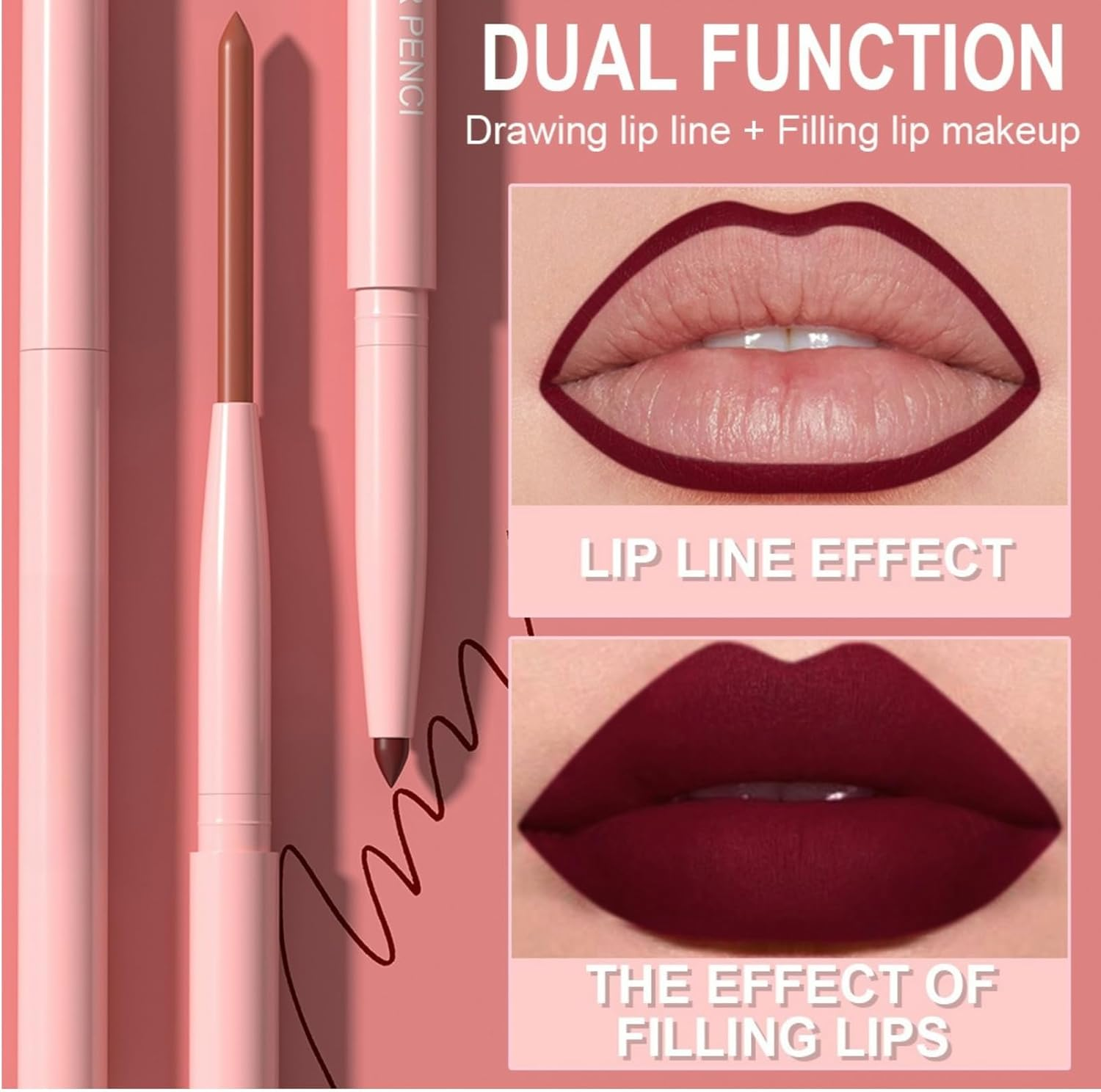 6 Colors Brown Lip Liner Set for Women - Dark Red Nude Waterproof Lip Liner Pencils for Defining & Filling Lips, Long-Lasting Smooth Lip Makeup, High Pigmented Pack image number 1