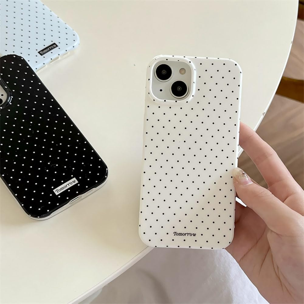 Inewateri Compatible for Iphone 15 Case with Cute Fashion Polka Dot Aesthetics Design Simple Cases for Soft TPU Slim Protection Cover-White image number 3