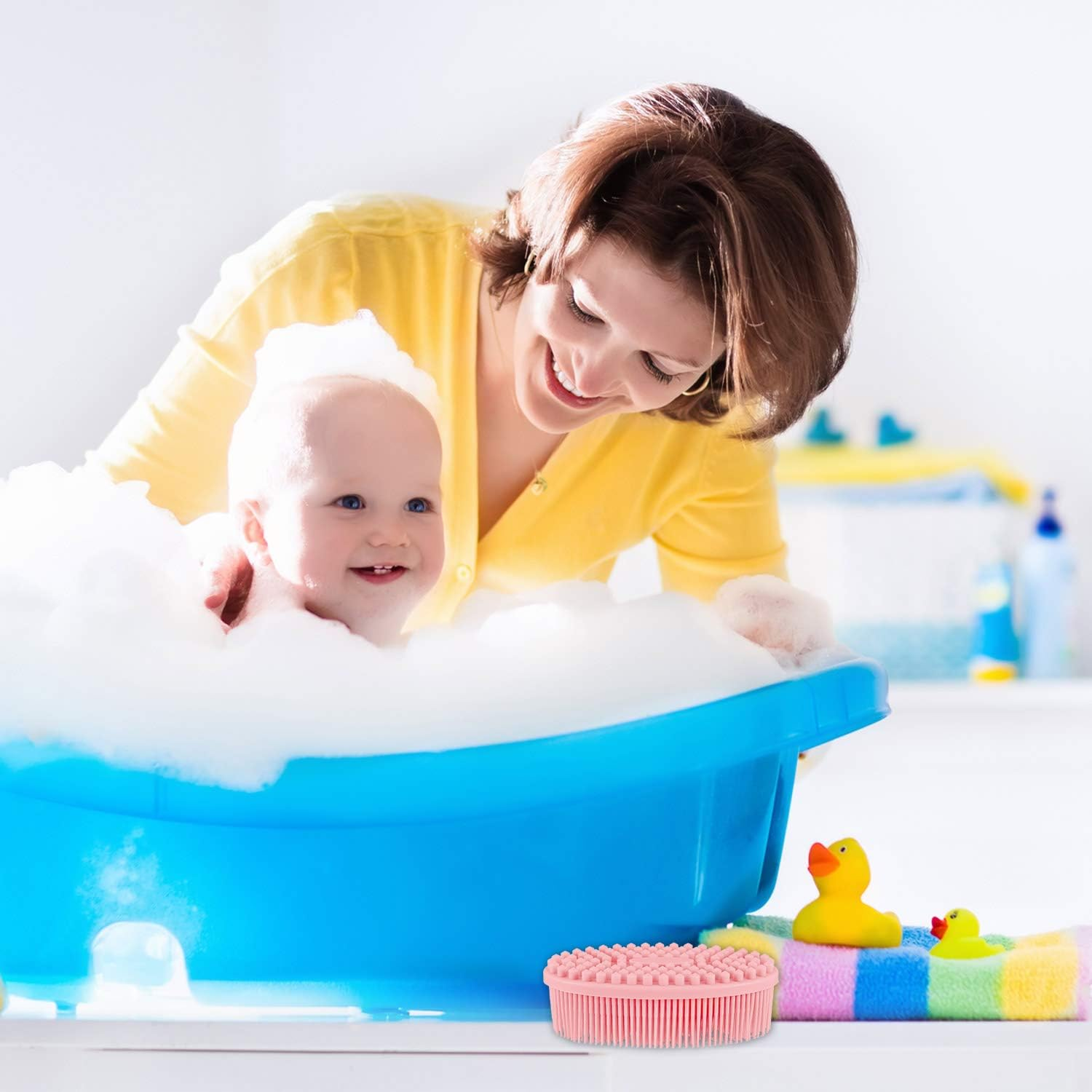 BBTO 3 Pieces Exfoliating Silicone Body Scrubber Body Silicone Scrubber Brush Silicone Body Wash Scrubber for Skin Exfoliation, 3 Colors (Pink, Blue and Green) - Blue,Green,Pink image number 5