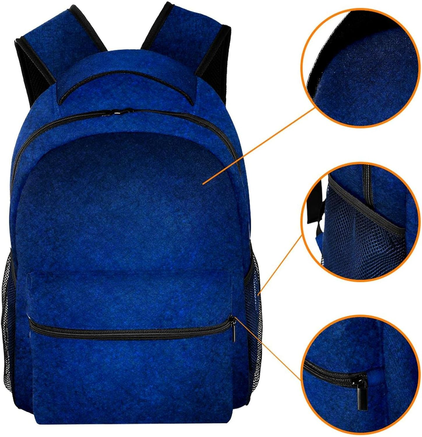 Dark Blue Vintage Grunge Backpack Students Shoulder Bags Travel Bag College School Tote Backpacks image number 5