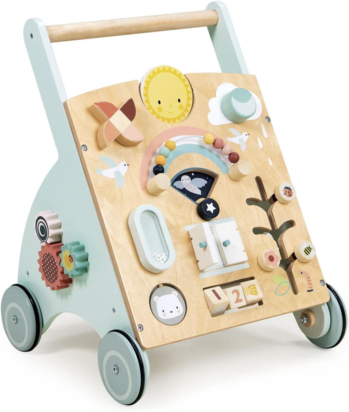 Tender Leaf Toys Sunshine Baby Activity Walker - Toddler Weather Play Board and Shape Sorter on Wheels image number 6