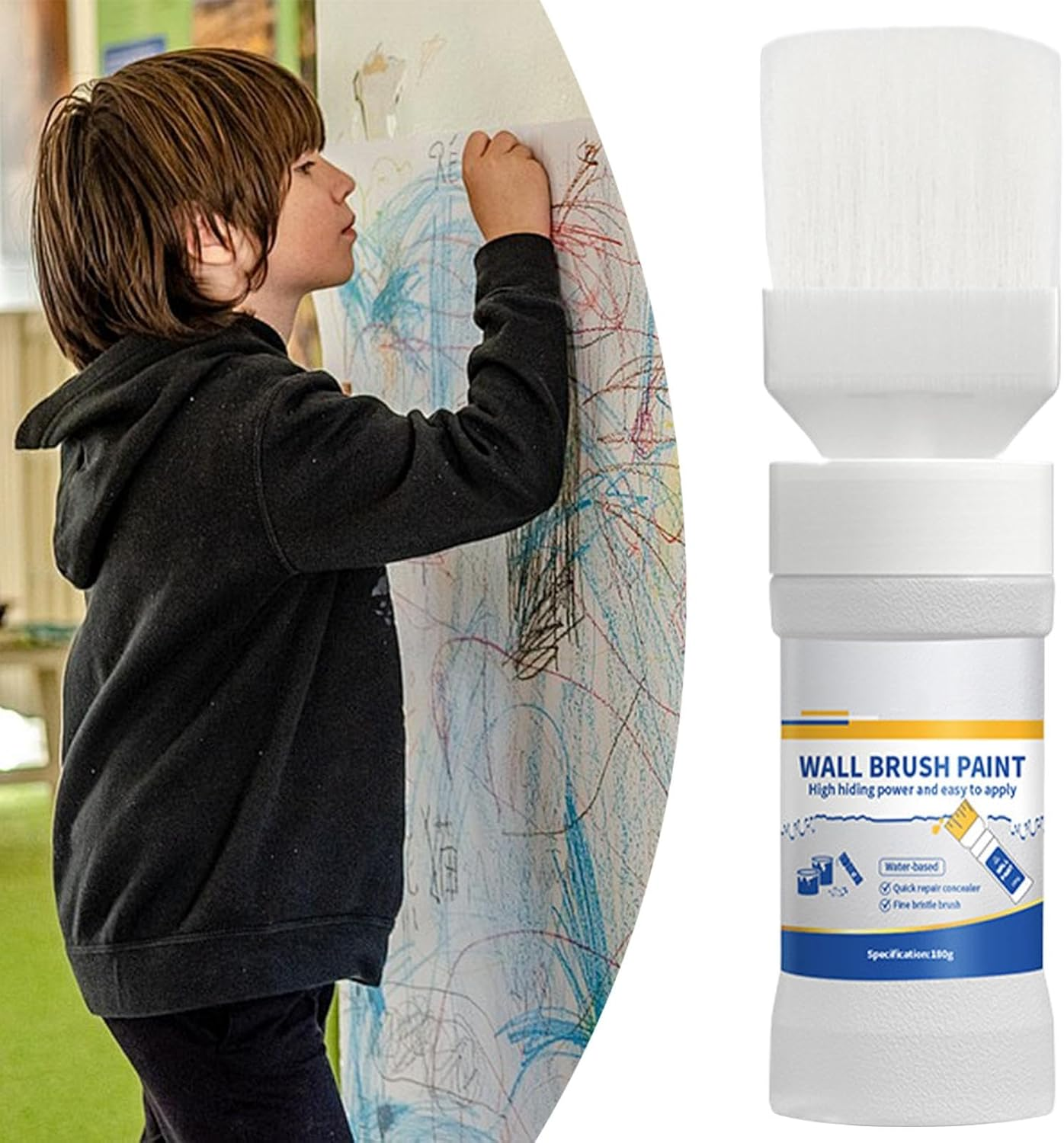 Wall Repair Paste - 180G Interior Wall Paint, Water-Based Wall Paint | Quick Dry Wall Paint Kit, Convenient Brush Included, Long-Lasting Solution for Home Walls image number 5