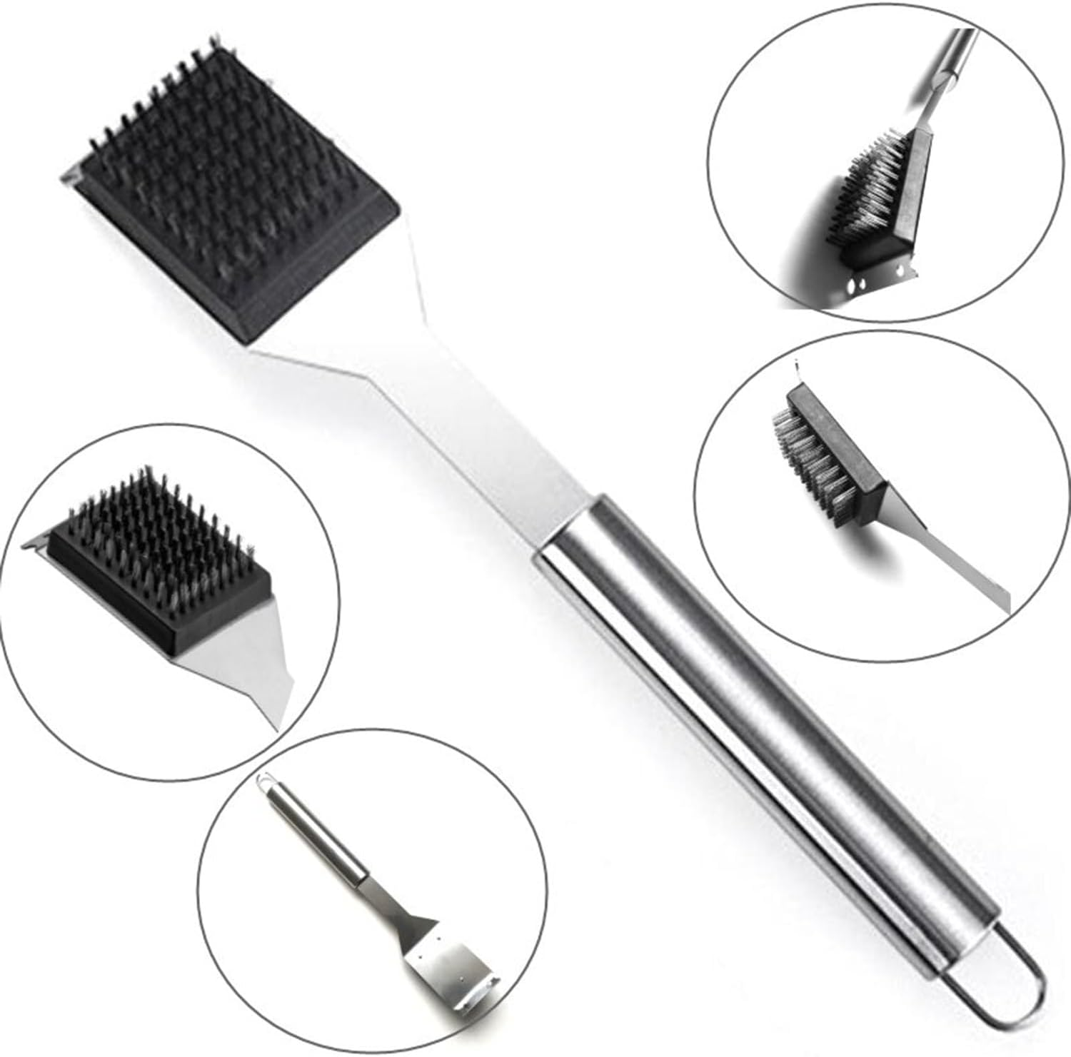 Hysgscwd 2 Pcs Grill Brush and Scraper, 16.5 in and 14 in Grill Cleaning Brush BBQ Accessories, 304 Stainless Steel Wire BBQ Grill Brush for Outdoor Grill, Safe Barbecue Cleaner Brush with Extended image number 4