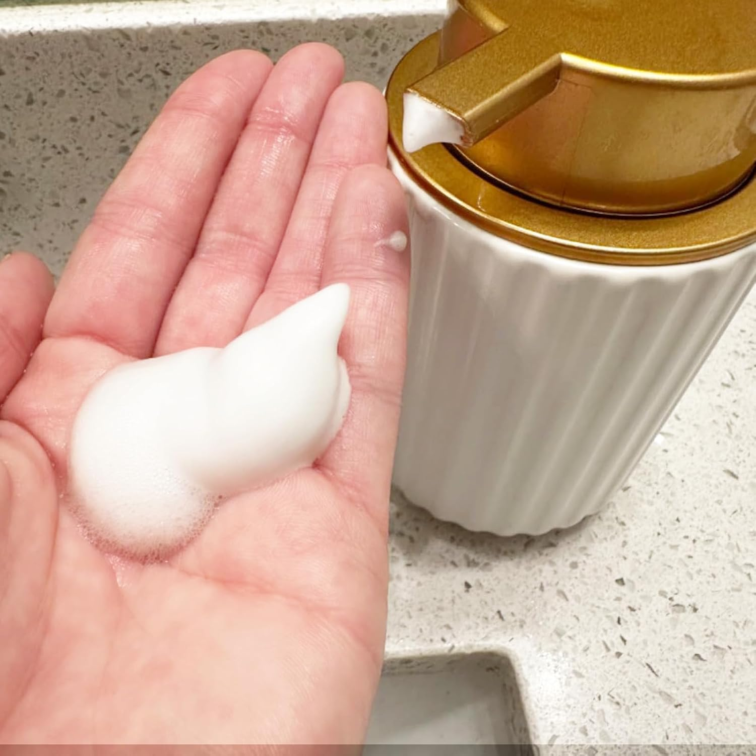 Ceramic Foaming Soap Dispenser, 12 Oz Hand Soap Foam Dispenser, Refillable image number 6