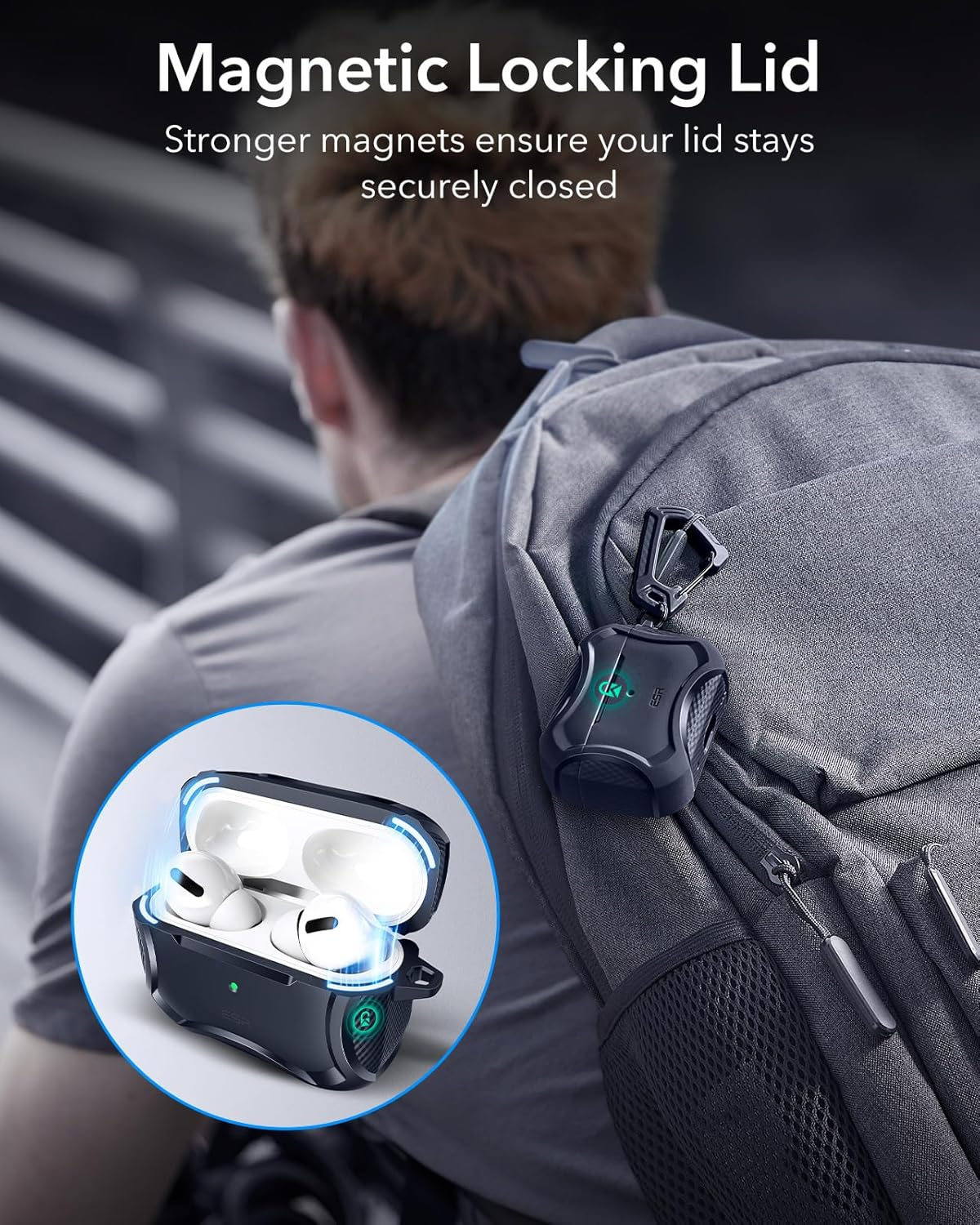 ESR for Airpods Pro 2 Case (Usb-C/Lightning), Compatible with Airpods Pro Case (2023/2022/2019, 2Nd/1St Gen), Compatible with Magsafe, Powerful Drop Protection, Magnetic Lid, Blue image number 4