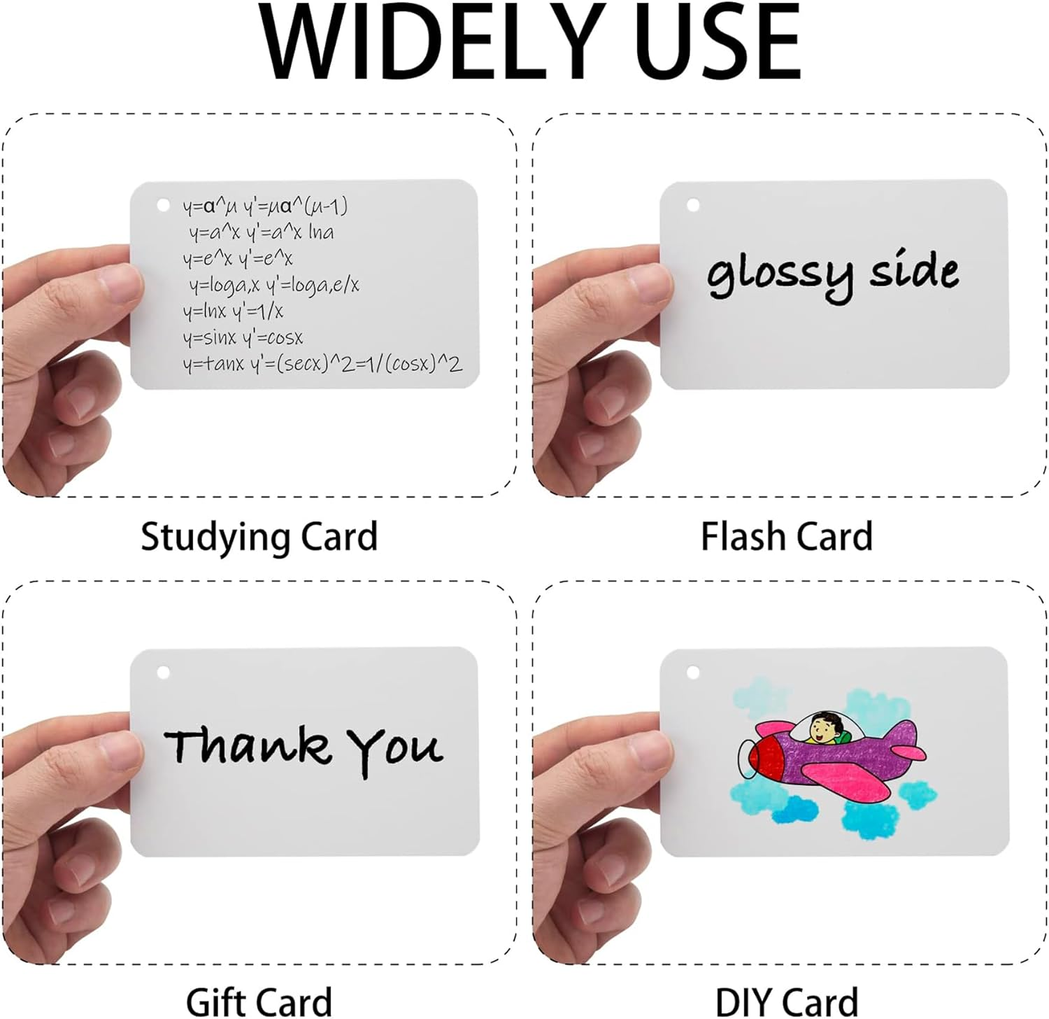 300 Sheets Blank Flash Cards with Rings, 3.5 X 2.2 in Blank Index Cards with Metal Binder Ring for Home, School and Office Learning, Memory - (White, 6 Pack) image number 5