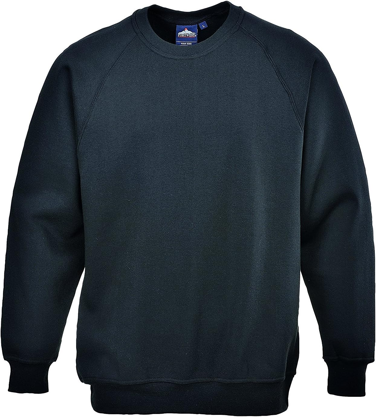 Portwest B300 Roma Sweatshirt Durable Soft Workwear Crew Neck Fleece 40+ UPF Sun Protection Comfortable Fit for Casual Corporate and Industrial Use, Navy, 5XL