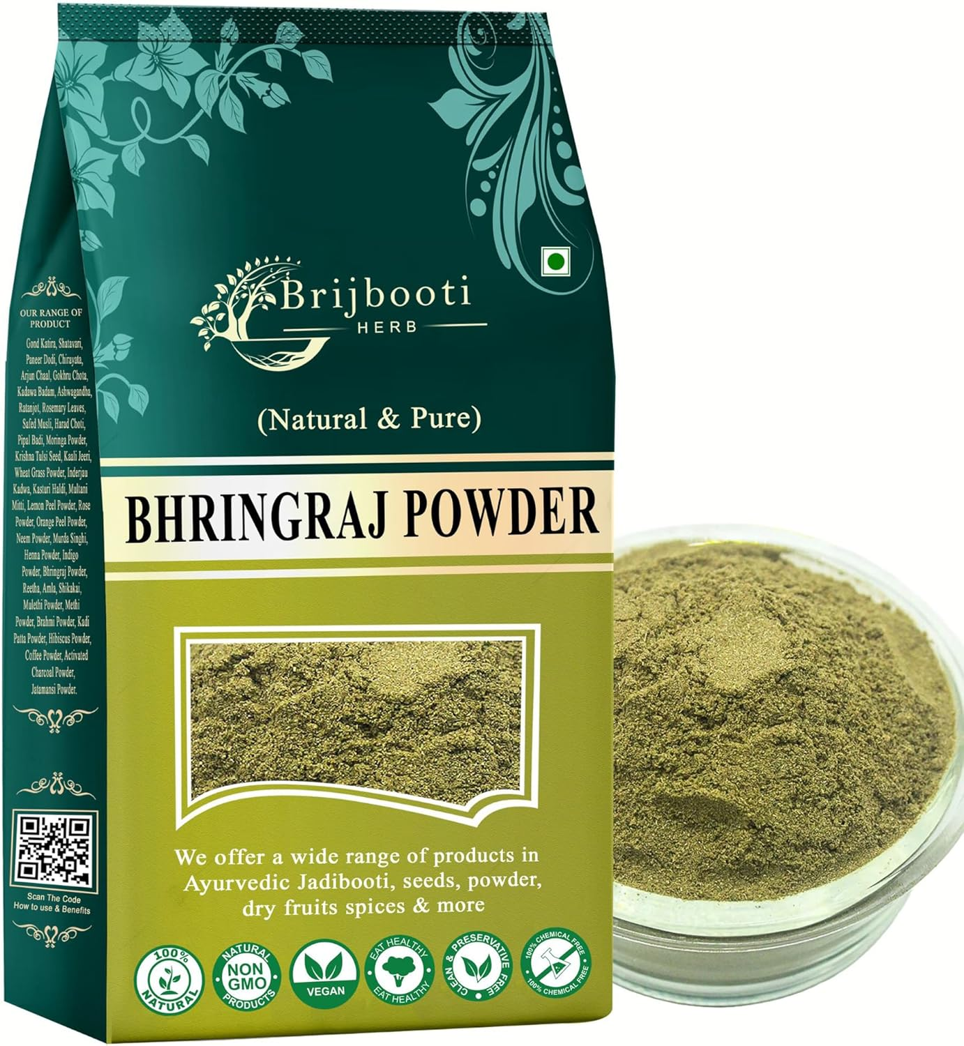 Brijbooti Bhringraj Powder (400 Gm) | for Hair Mask & Pack | Natural Formula for Hair Mask & Growth image number 2