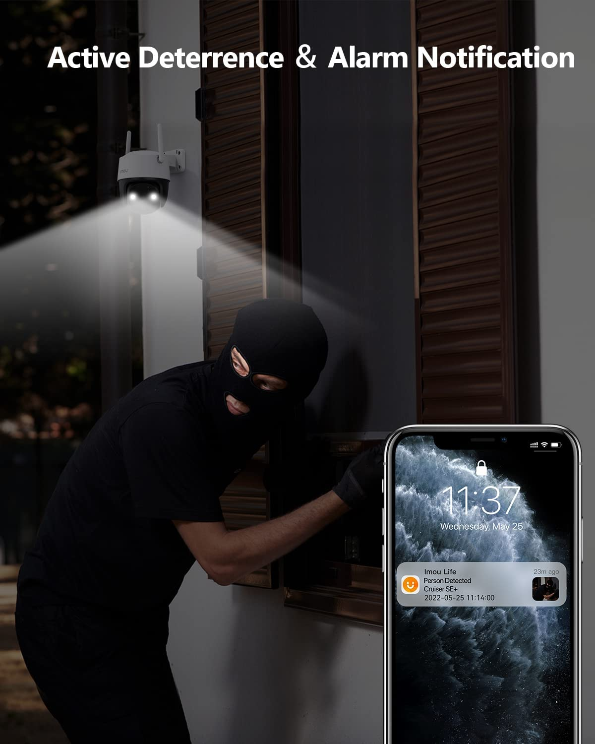 Imou 360&deg; Security Camera Outdoor with AI Human/Motion Detecion, 30M Color Night Vision, PTZ Wifi Home IP CCTV Camera 1080P, Auto Tracking, Siren, 2-Way Audio, IP66 Weatherproof, Works with Alexa image number 3