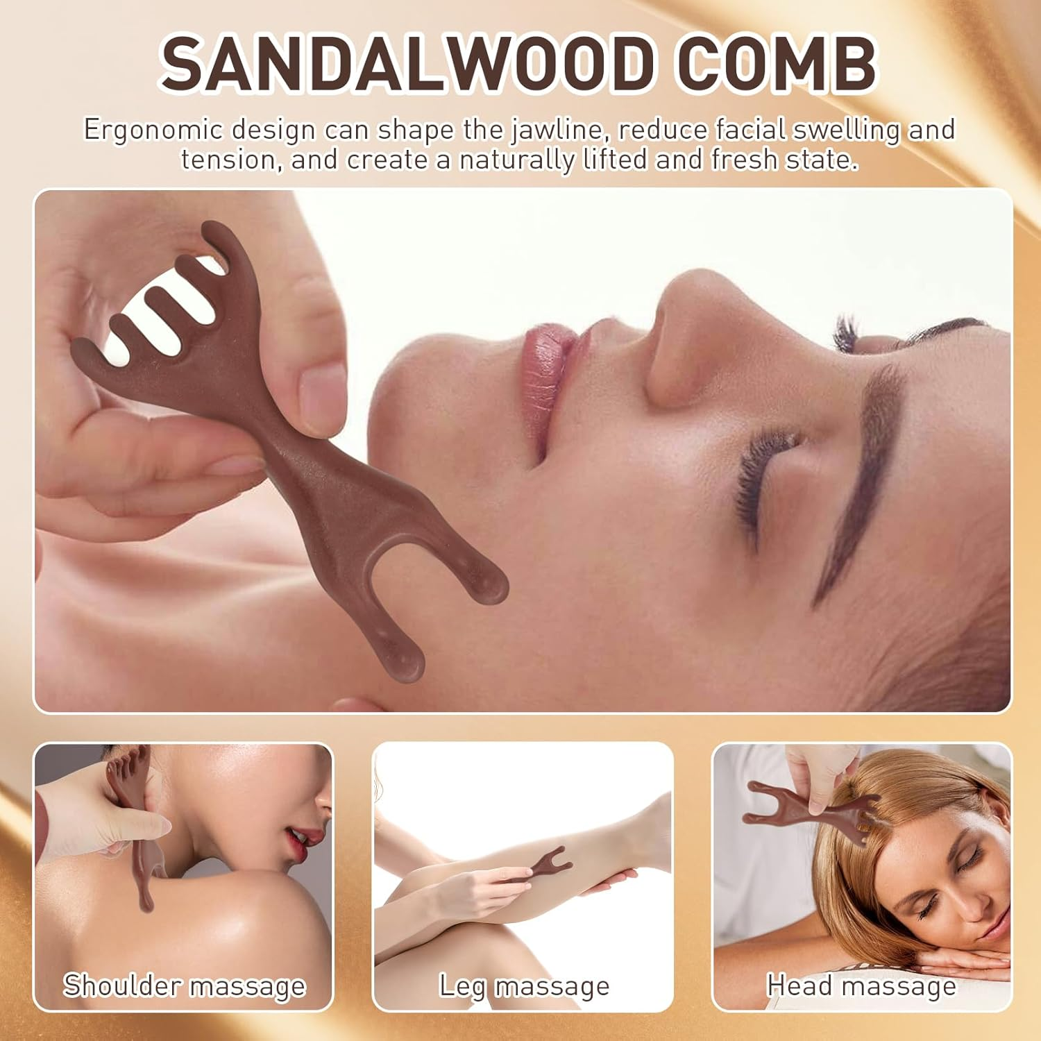 Lymphatic Face Brush, Lymphatic Contour Face Brush with 1 Massage Comb, Lymphatic Drainage Massager Chin and Jaw Shaping Facial Cleansing, Dry Face Brush (With Storage Bag) - Set-A image number 4