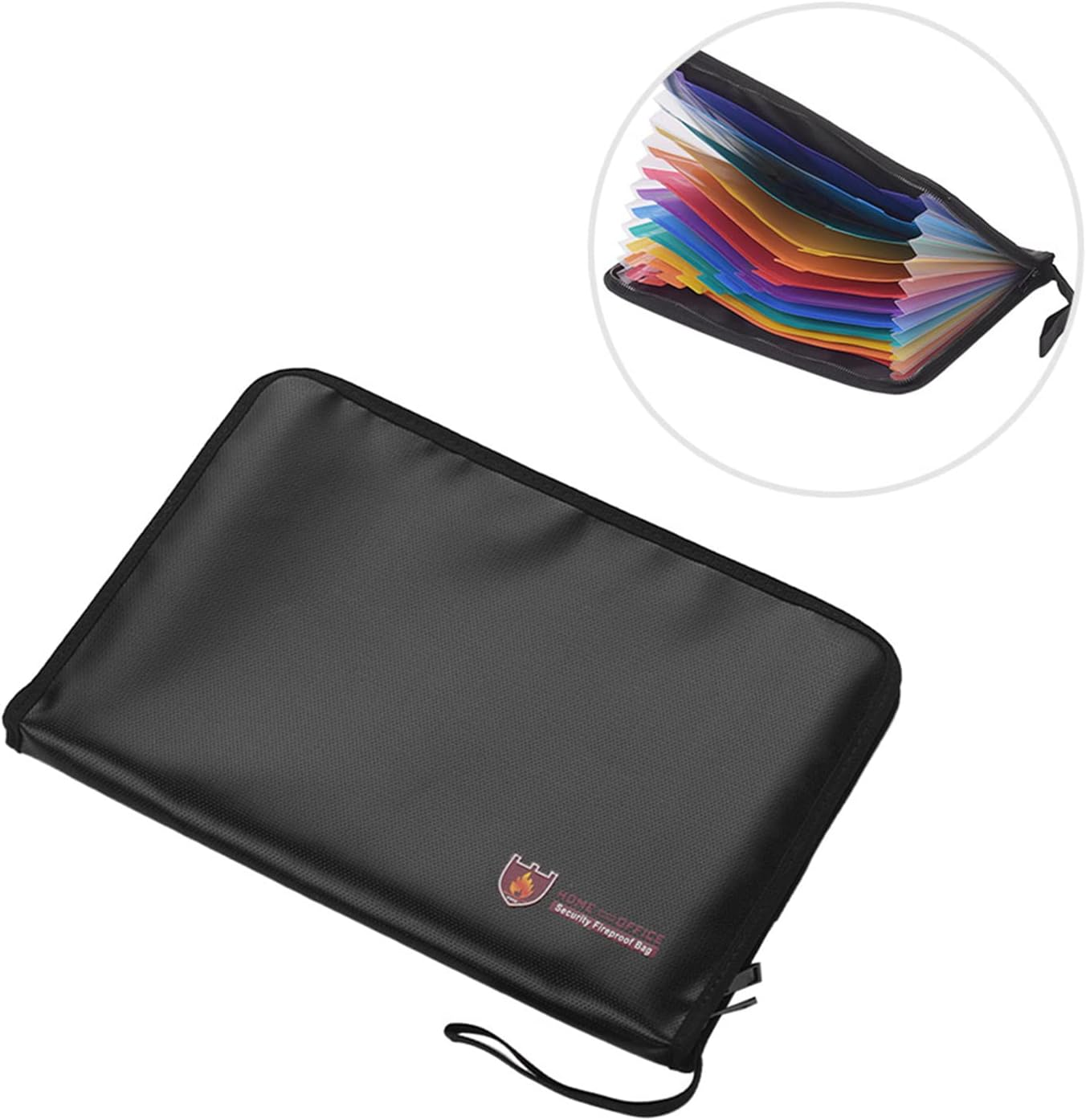 Fireproof Waterproof Safe Document Bags A4 Size Expandable File Folder Zippers 12 Pockets Accordian File Organizer for Cash Passport Photos Jewelry Legal Document Files Office Supplies ALKOY image number 4