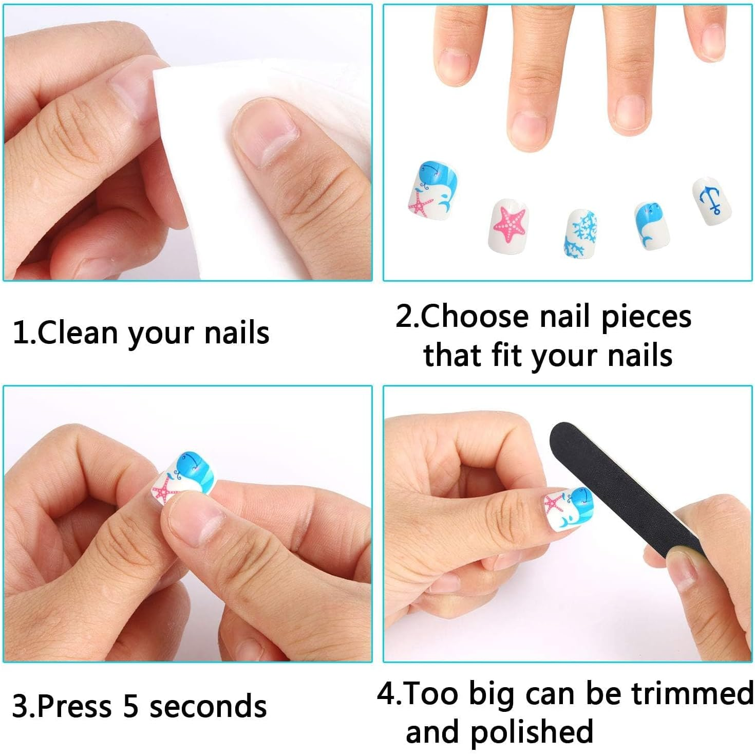 120 Pieces Kids Press on Nails for Girls Fake Nails Emboss Artificial Nail Tips Pre Glue Short Stick on Nails for Kids Nails Decoration Sleepovers Kids Valentine Day Gifts (NT30-6, NT30-6) - Nt30-2 image number 6