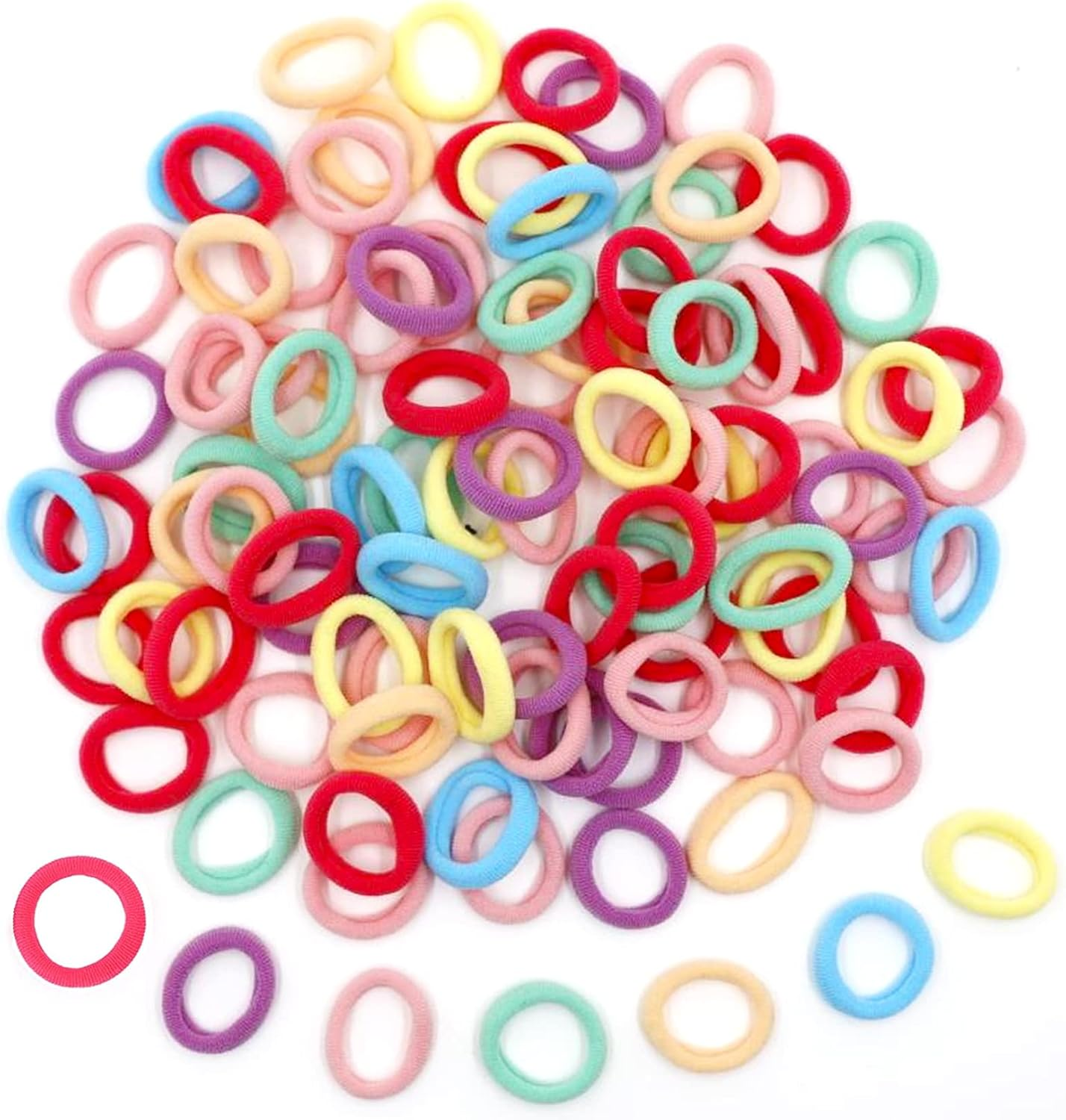 Pack of 100 Small Hair Bobbles for Women, Elastic Hair Bobbles, Ponytail, Colourful, Mini Hair Band for Baby, Toddler, Girls