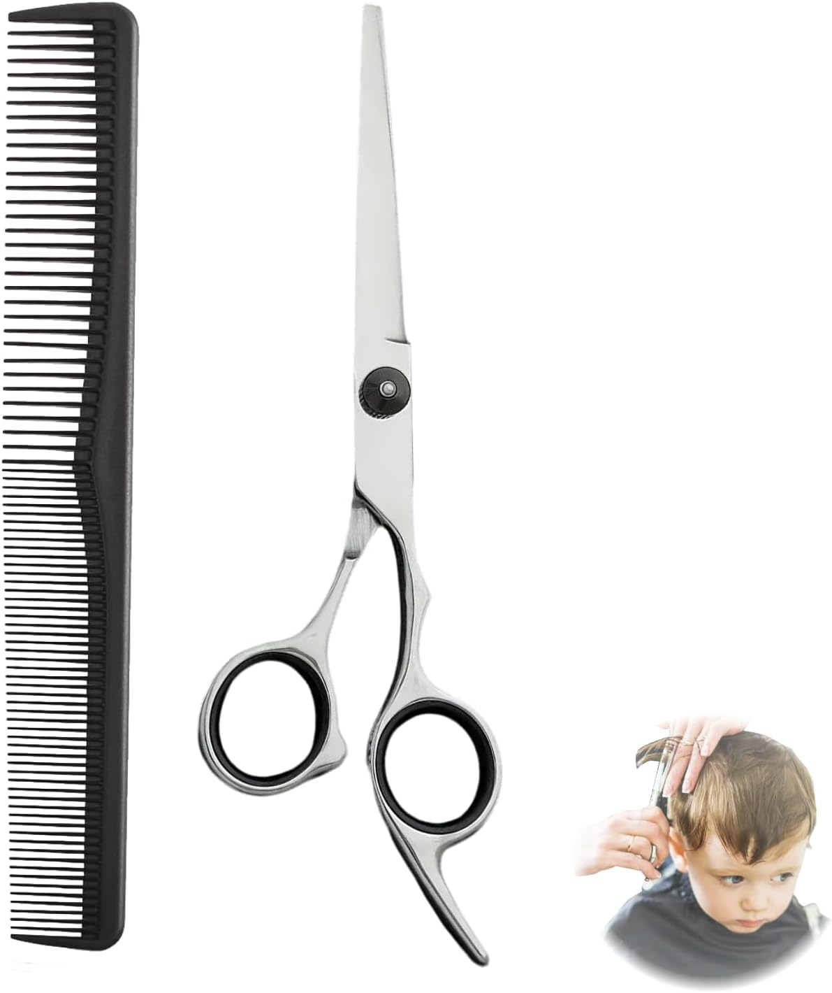 Professional Hair Cutting Scissors/Shears (6.69-Inches), Stainless Steel Haircut Scissors with Fine Adjustment Screw for Home, Salon & Barber Use, Ideal for Women, Men & Kids image number 2