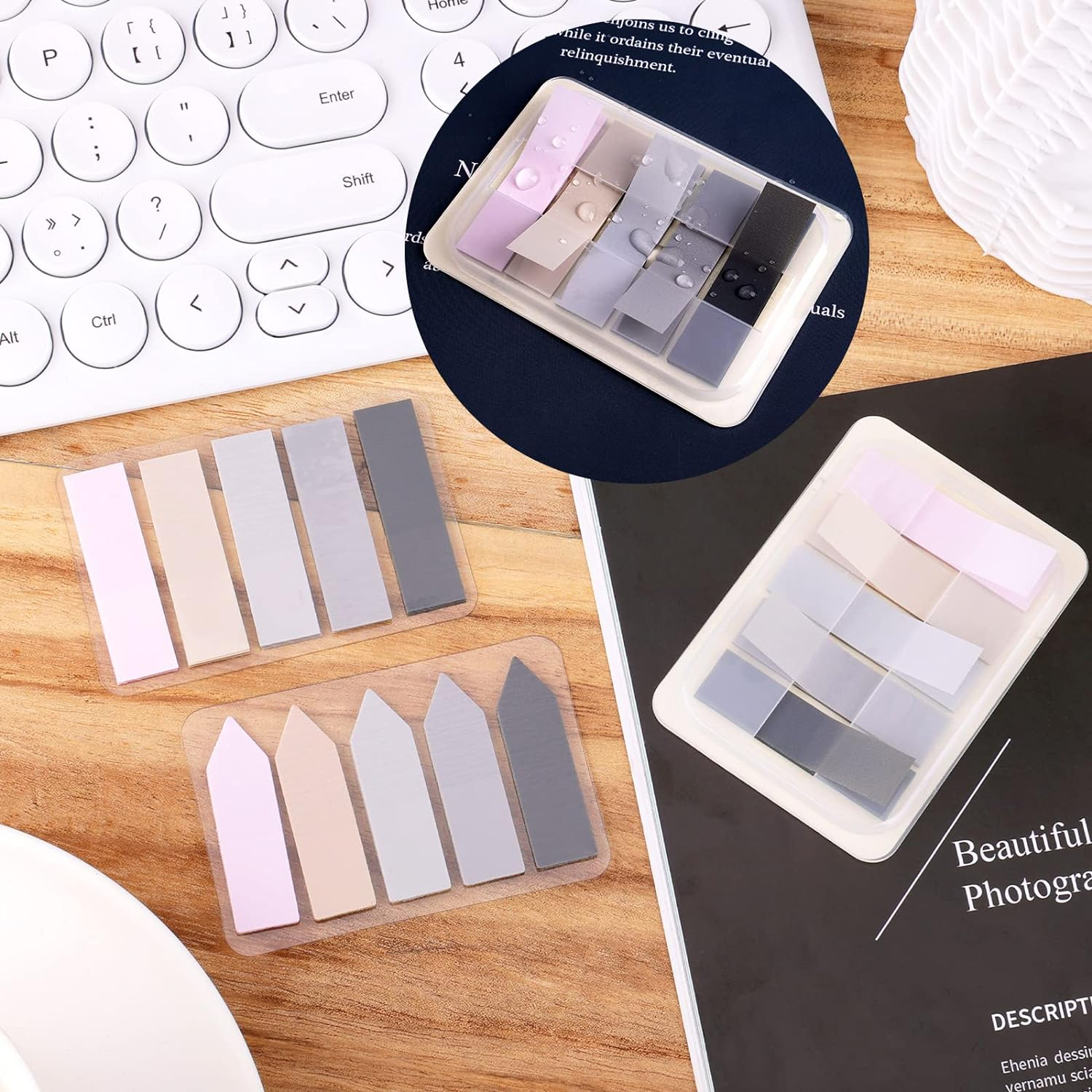 AIEX 600Pcs Index Tabs Flags, Self-Adhesive Sticky Tabs Page Tabs Writable Book Markers Page Flags for Reading Index, File Folders, Book Notes - Easy to Remove (Morandi Color)