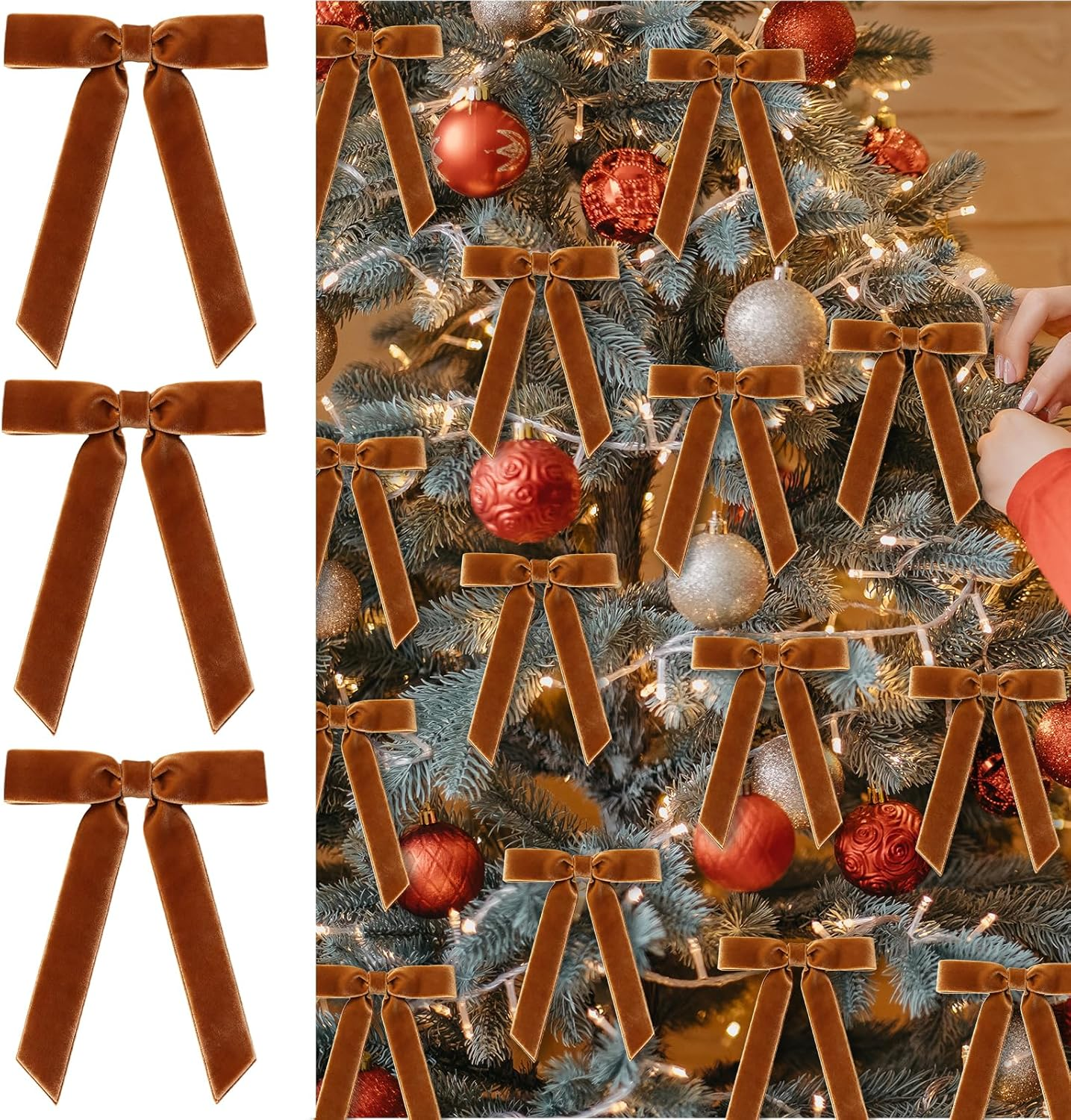 Flair Gifts 24 Pcs Cozy 4.5 Inch Red Vintage Velvet Christmas Bows - Ideal for Christmas Tree Ornaments, Wreath Accents, Gift Wrapping, Wine Bottles, Stair Railings, DIY Crafts & Xmas Home Decor