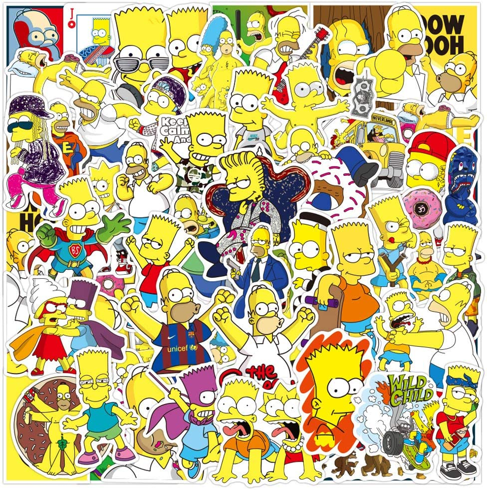 For the Simpsons Stickers,100Pcs Family Graffiti Vinyl Waterproof Decals for Water Bottles Computer Bicycle Skateboard Luggage Phone Pad Laptop Kids Teens Stickers Pack