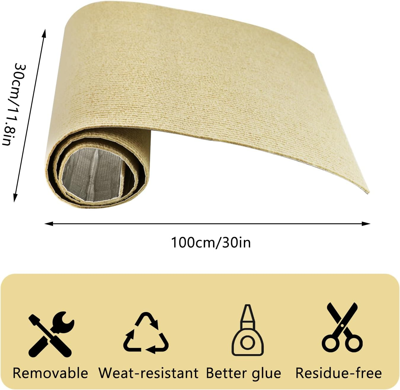 Cat Wall Scratching Mat, Cat Sofa, Trimmable Self-Adhesive Scratching Wall Cat Scratching Boards (Khaki) image number 4