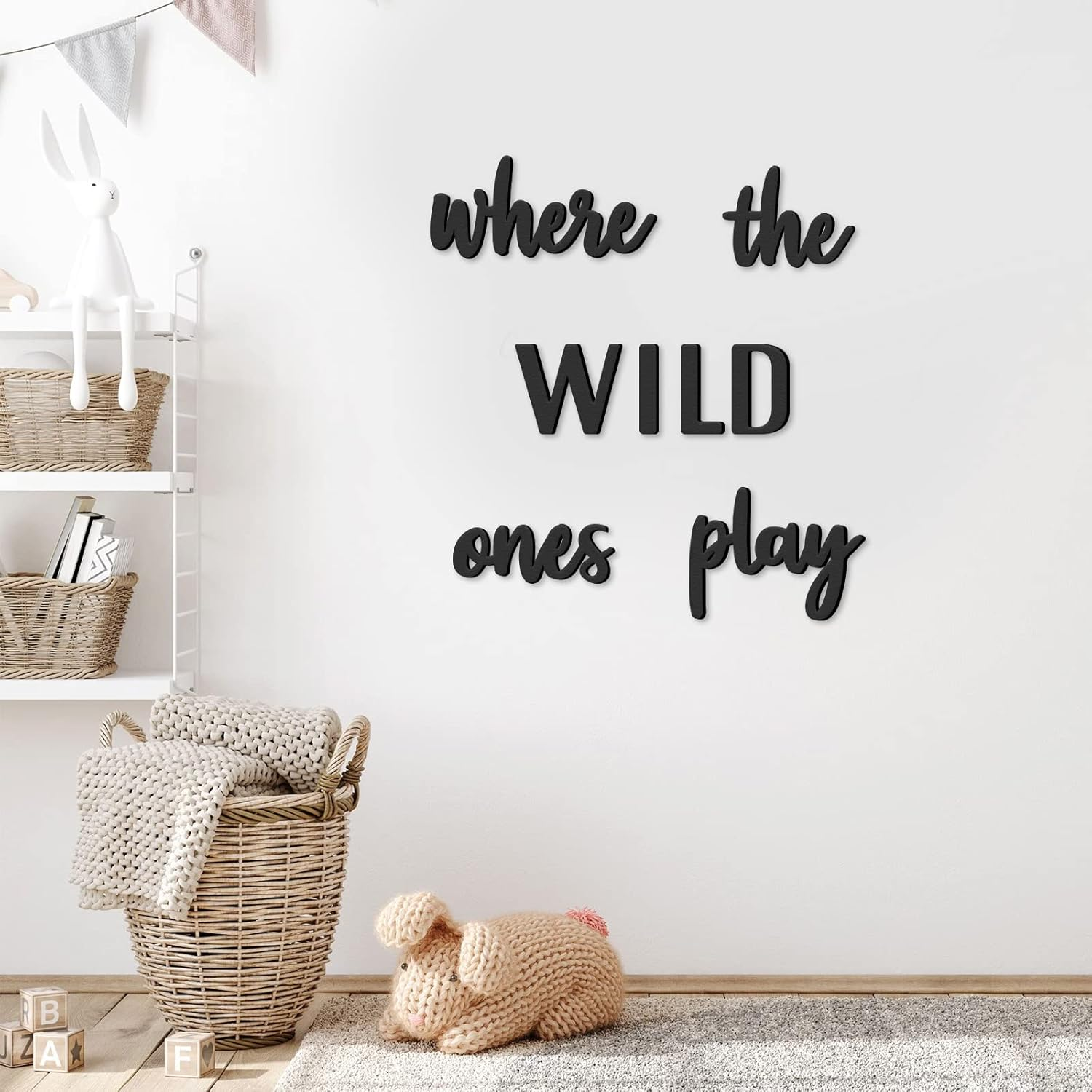 Xylolfsty Playroom Wall Decor, Where the Wild Ones Play Sign - Wooden Wall Art for Boys & Girls Toy Room, Toddler Nursery, Bedroom - 8 Pcs image number 5