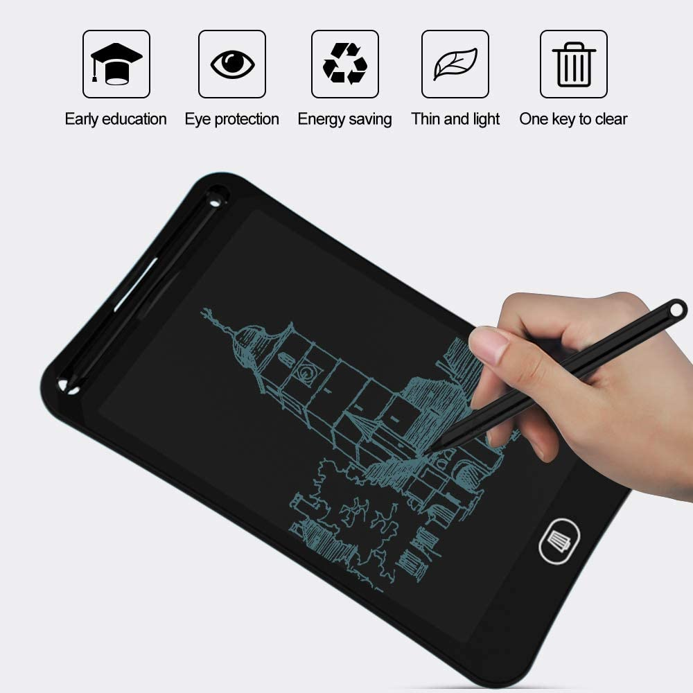 [2 Pack] TIQUS LCD Writing Tablet Pad 8.5 Inch Ewriter Electronic Board and Memo Notes for and Adults at Home School and Office Middle Stylus (Black) image number 4
