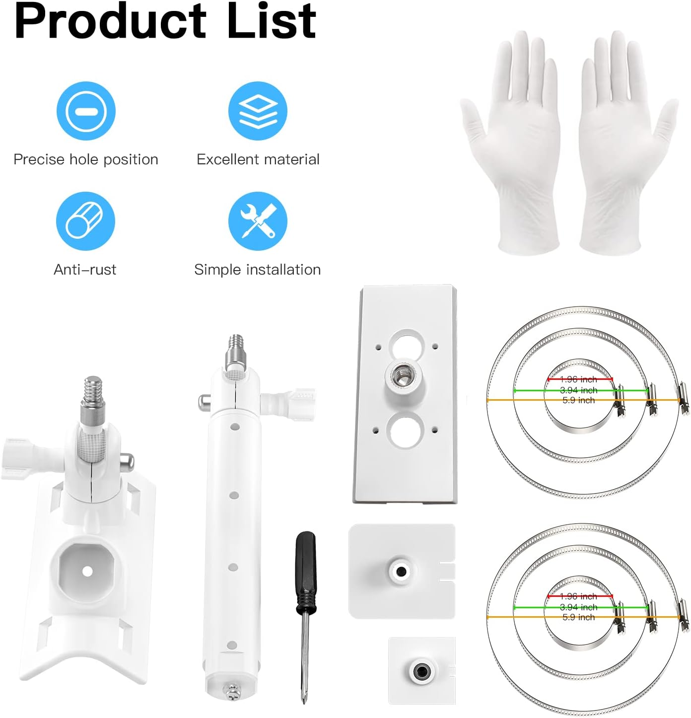 HOLACA 2-In-1 Pole/Railing Mount for Ring Stick up Cam,Ring Spotlight Cam& Solar Panel (White) image number 5