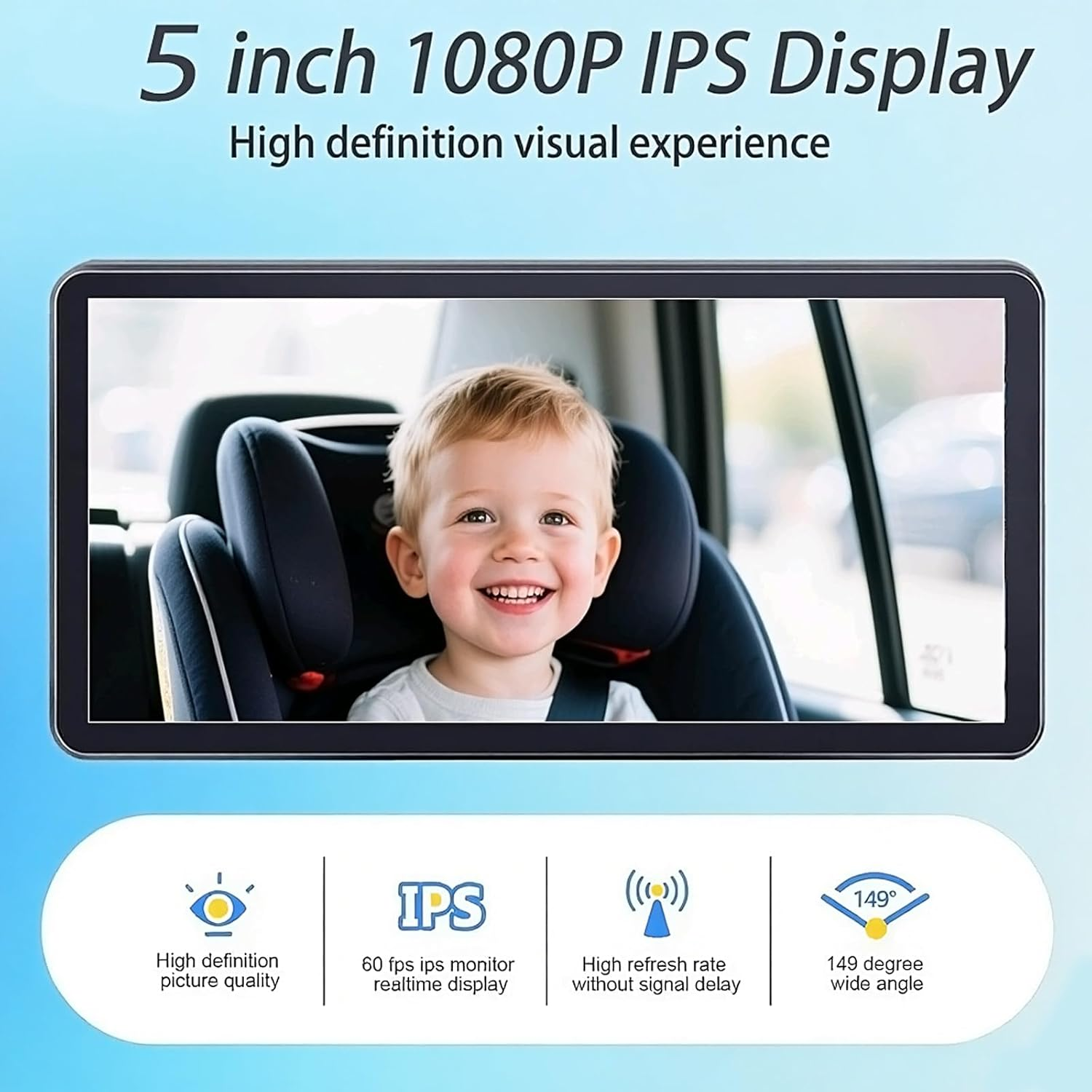 SNSUTY Baby Car Camera & Monitor, 5'' Split Screen Baby Monitor, Car Baby Camera Can Be Bent at Will, Ultrawide Baby Monitor No Wifi with Night Vision image number 4