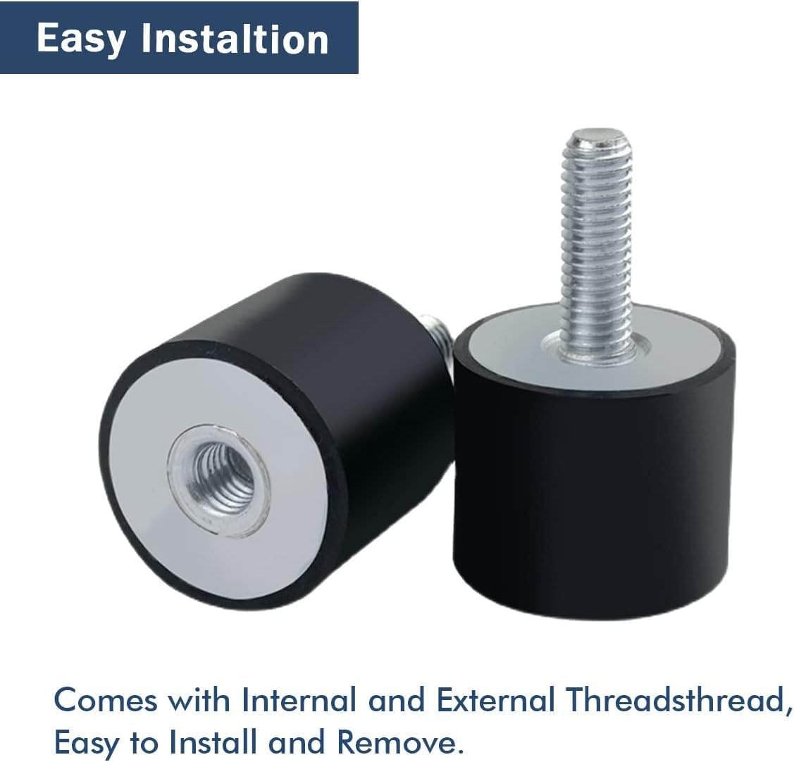 M6 Rubber Mounts Shock Absorber, 4 Pcs Rubber Vibration Isolator Mount Shock Absorber anti Vibration Silent Block Car Boat Bobbins with Studs image number 4