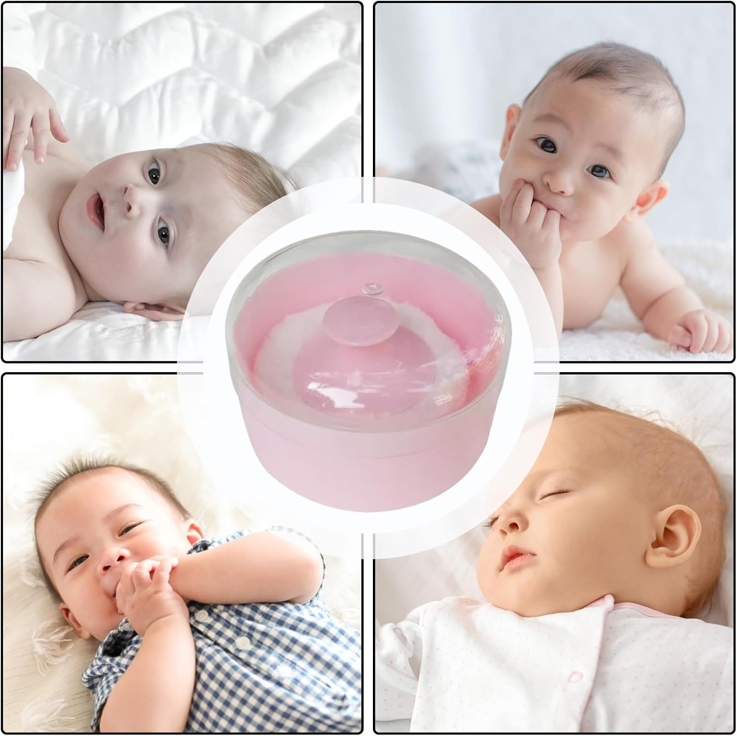 Baby Powder Puff and Container Travel - Baby Loose Powder Puff - Sponge Storage Case for New Parents Babysitters Pediatric Nurses Nursery Bath Time Travel Caregivers Home image number 3