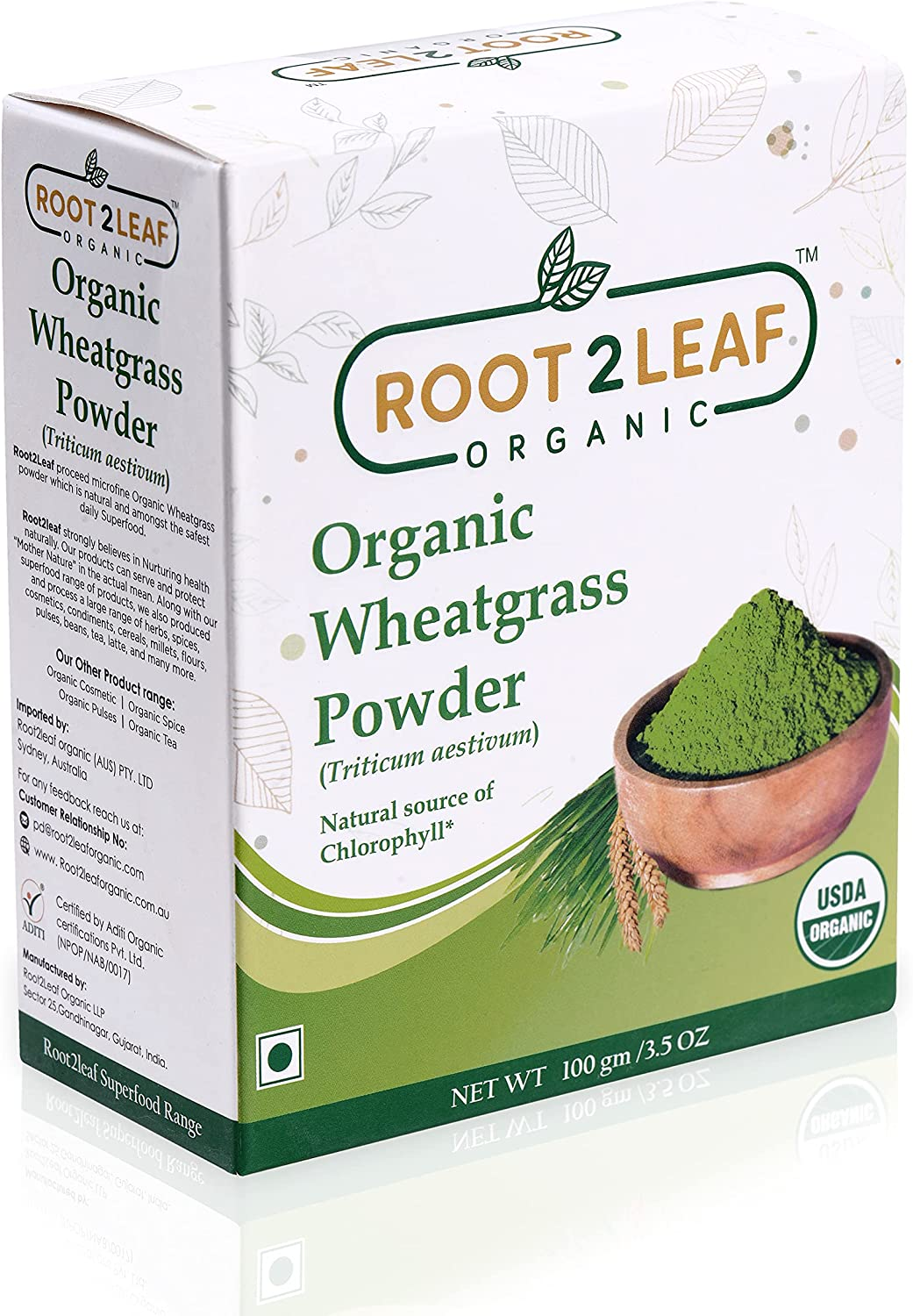 Root2Leaf Organic Wheat Grass and Barley Powder 100G Rich in Vitamins, Support Immune System Superfood image number 2