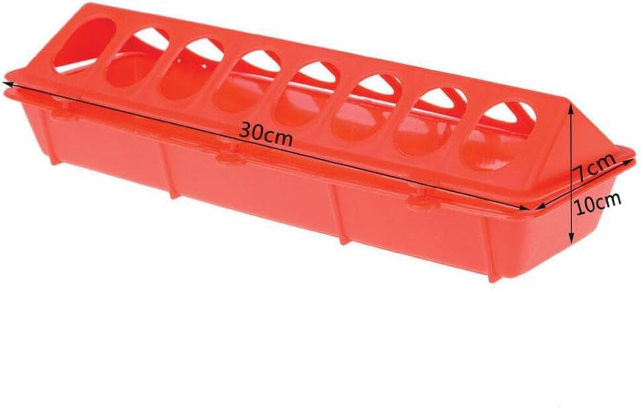 30Cm Long Poultry Feeder Feeding Trough Chicken Chick Red Plastic Flip Top Container image number 4