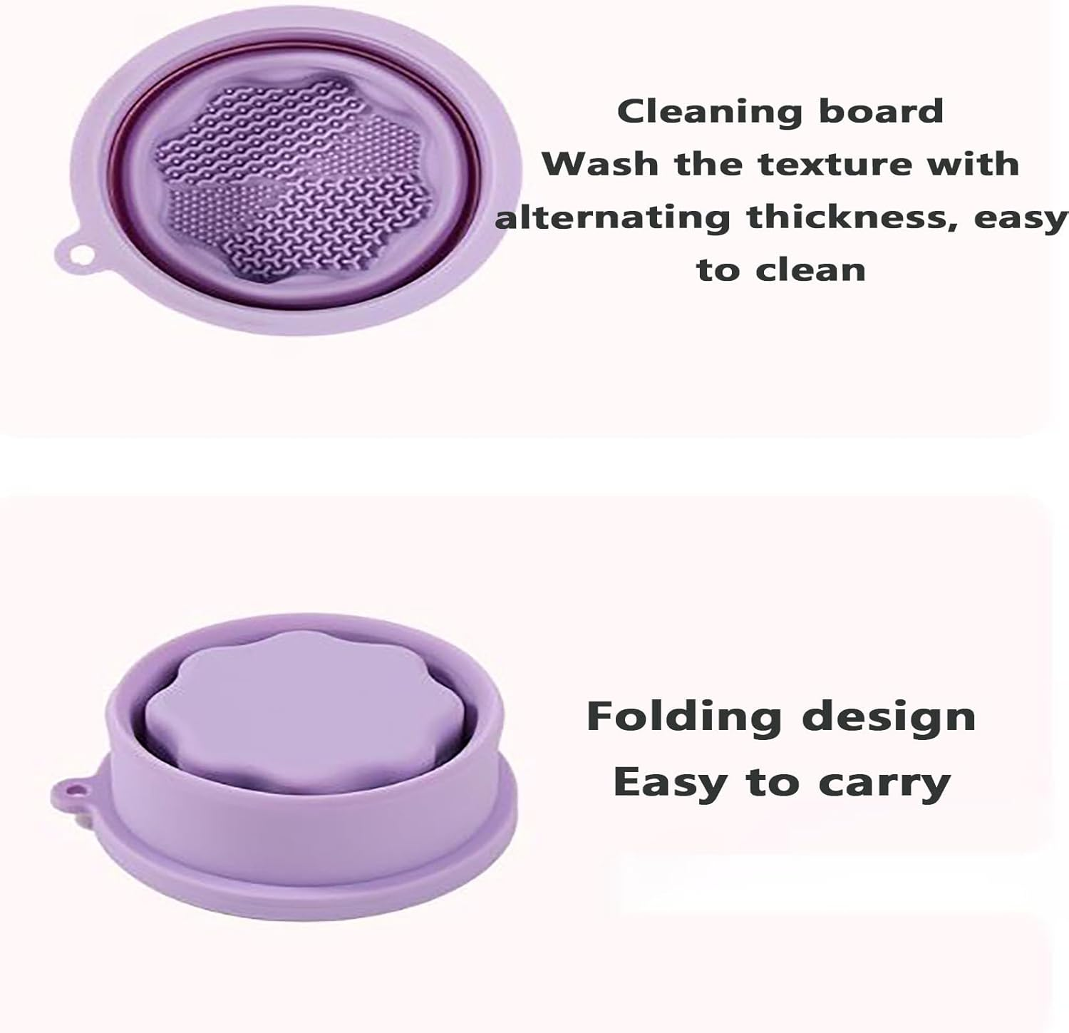 SYGELER Makeup Brush Cleaner Mat with Brush Storage Holder,3-In-1 Folding Makeup Brush Cleaning Pad - with Brush Drying Rack, Silicone Scrubbing Board+Powder Puff Cleaning Bowl image number 1