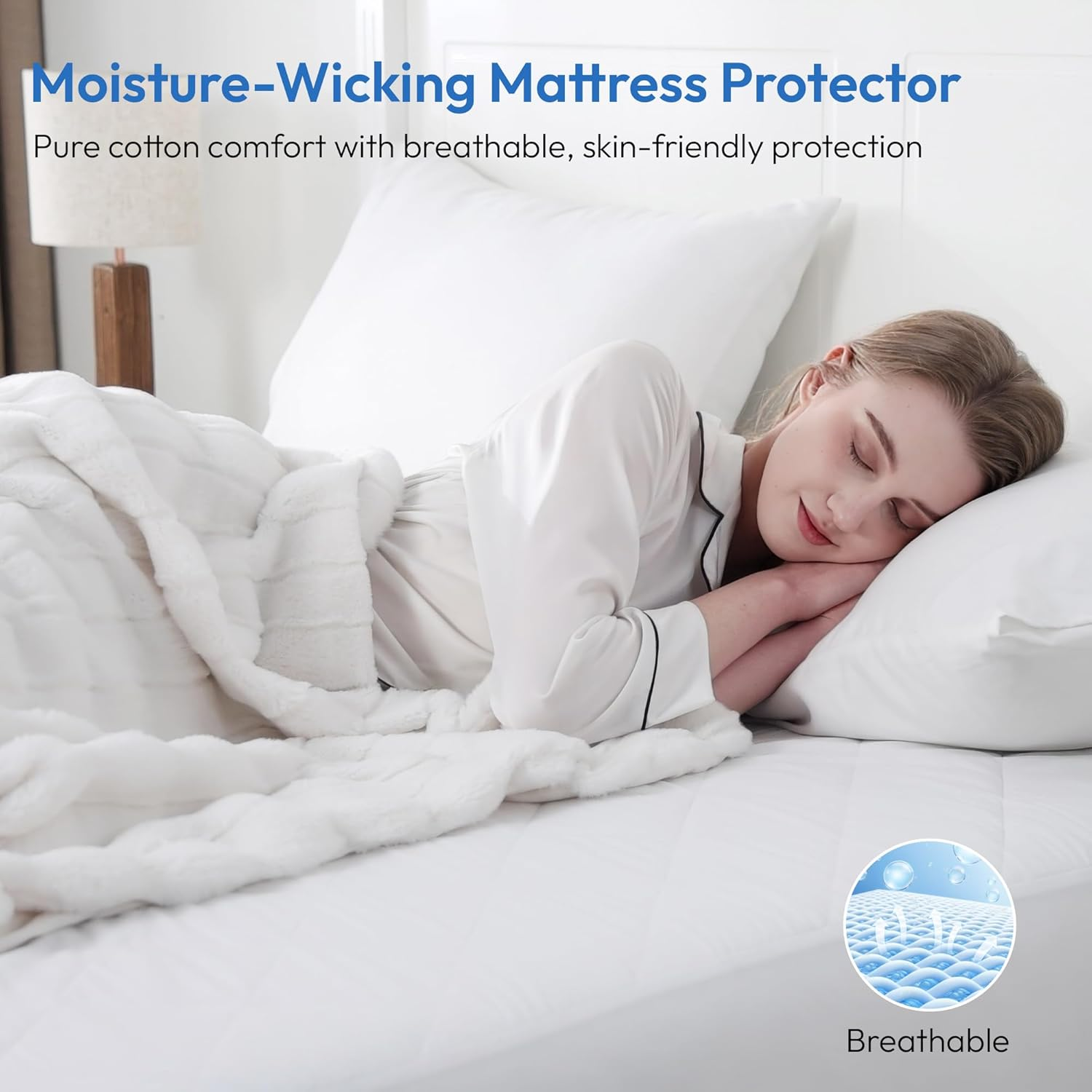 LINENOVA 100% Waterproof Cotton Mattress Protector - King Single, Soft Quilted Fitted Mattress Pad Cover - Hypoallergenic & Anti-Bacterial - Machine Washable - 40Cm Deep Pocket - 2 Pack image number 4