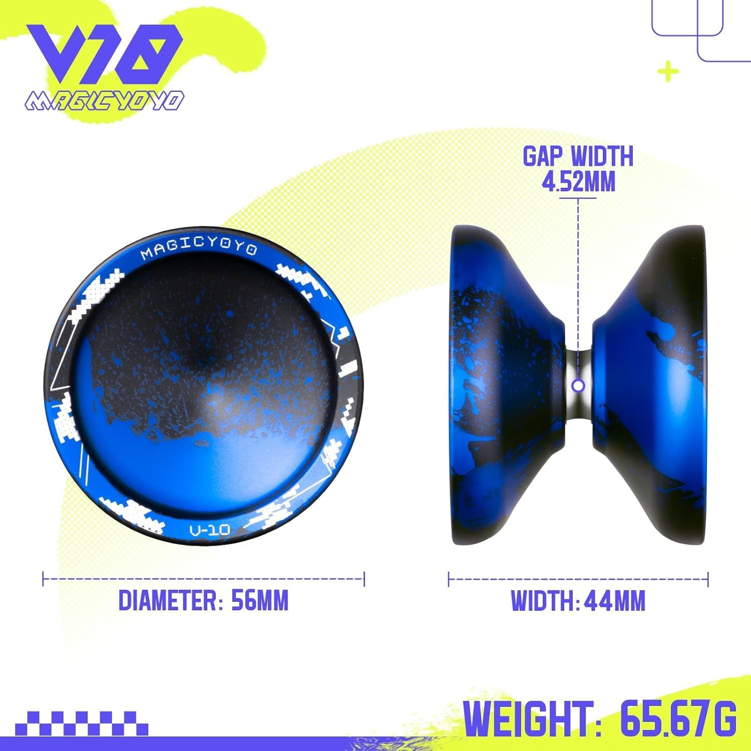 MAGICYOYO V10 Finger Spin Yoyo Professional Metal Trick Yoyo Responsive & Unresponsive Dual Purpose Yo Yo with Storage Case + Yo Yo Glove +12 Strings(Black Blue) image number 3