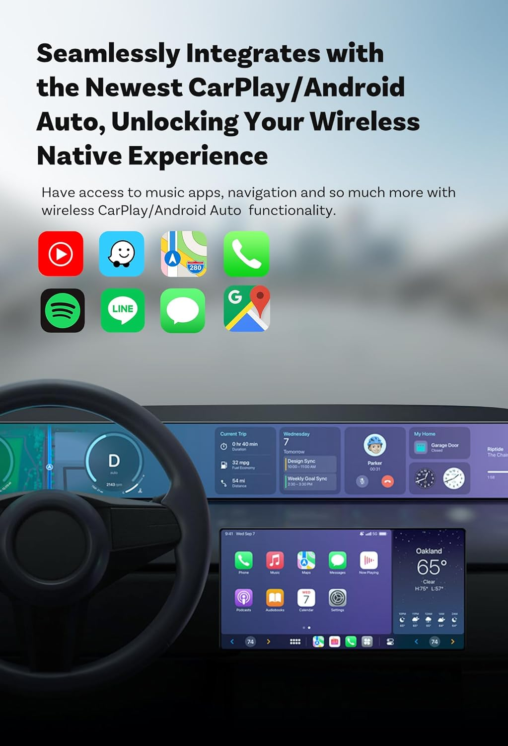 Smart World Micro CP-AA 2-In-1 Wireless Carplay & Wireless Android Auto Adapter &ndash; Compact & Fast Connection image number 2