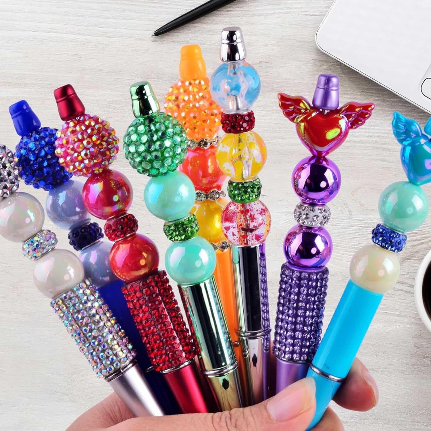 Shemboli 50 PCS Large Hole Beads Rhinestone European Beads Crystal Charm Beads Spacer Rhinestone Beads for Pens Making Bulk Beadable Pens Jewelry Making Supplies DIY Crafts Bracelet(Mix,12Mm)