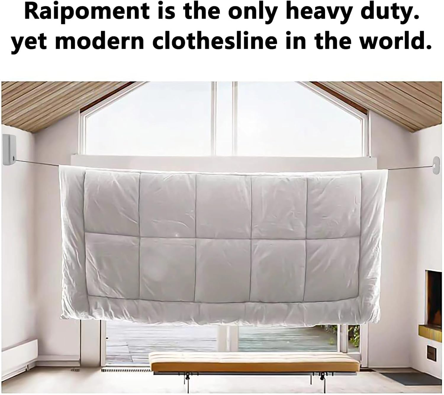 MUYXGYFE Premium Retractable Clothesline | Heavy Duty Retracting Rope Line for Clothes or Laundry, Perfect for Indoor or Outdoor Use and Travel or Camping Can Lock to Prevent Sagging(Gray) image number 5