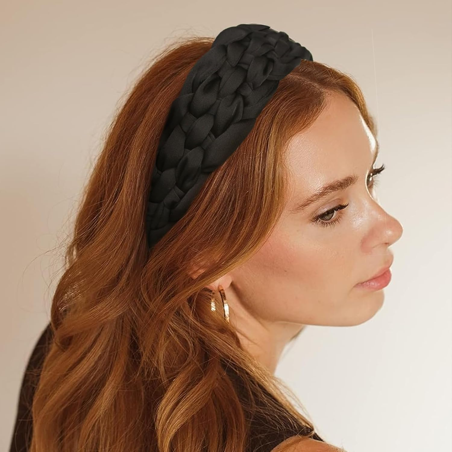 KU Women'S Non-Slip Headband Hair Accessories Girls - Elegant Hair Band Braided in French Style, Vintage Headband & Hair Band in Black | Braided Hair image number 2