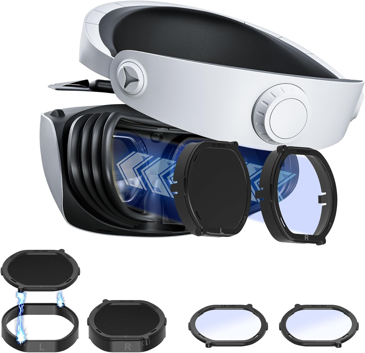 DEVASO Lens Protector Cover Kit for Playstation VR2, Protector Accessories Compatible with PS VR2, Glasses Spacer Anti-Scratch Ring with Blue Light Blocking Glasses for PSVR2, Anti-Scratch & Easy to Install image number 5