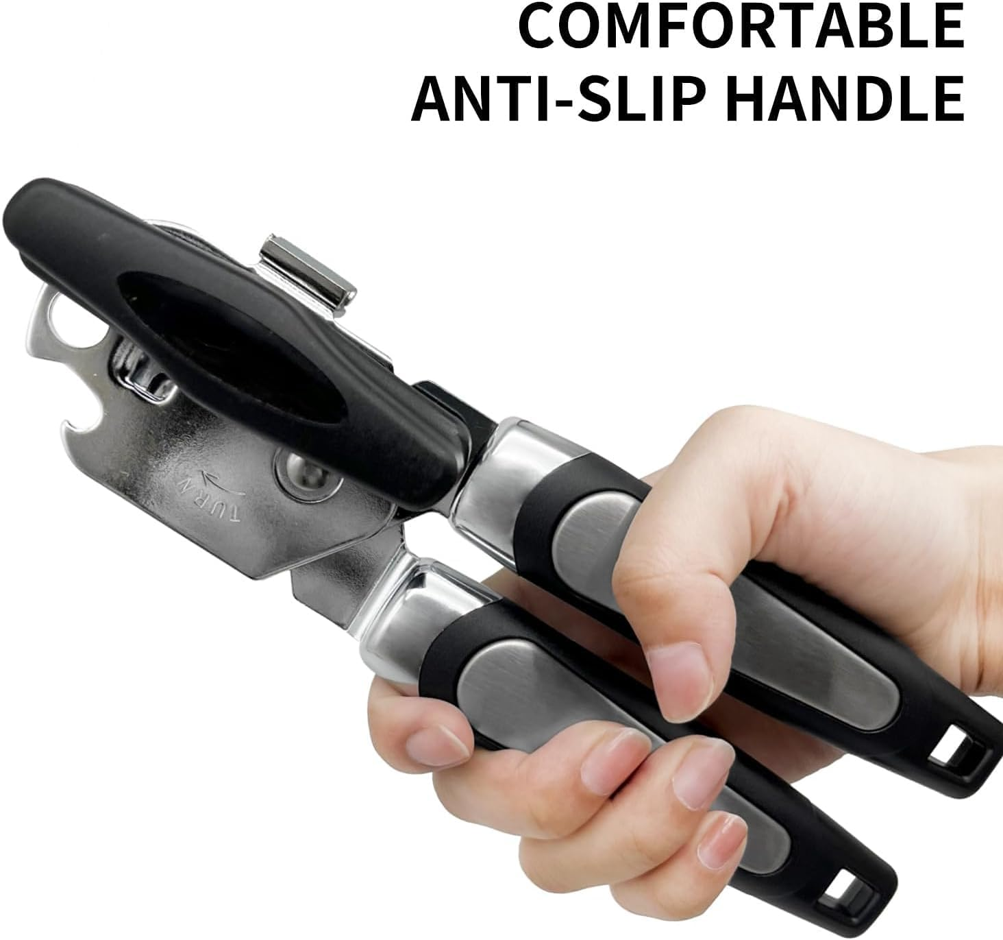 Can Opener Manual, Stainless Steel Handheld Heavy Duty Can Opener, Sharp Blade Smooth Edge, Comfortable Handle, Can Openers with Multifunctional Bottle Opener image number 2