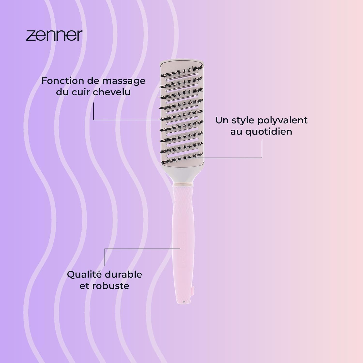 Zenner Deluxe Ceramic Hot Air Brush - Heat Resistant Blow Dryer Brush with Nylon Bristles - Antistatic Design with Air Permeability & Fold-Out Compartment Tip for Easy Styling image number 2