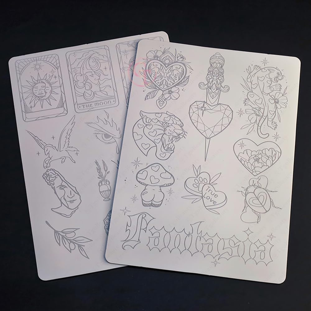 Double Sided Pre-Printed Tiny Tattoo Practice Skin with Stencil White/Pink Fine Line Tattoo Skins for Training Tgobeauty image number 4