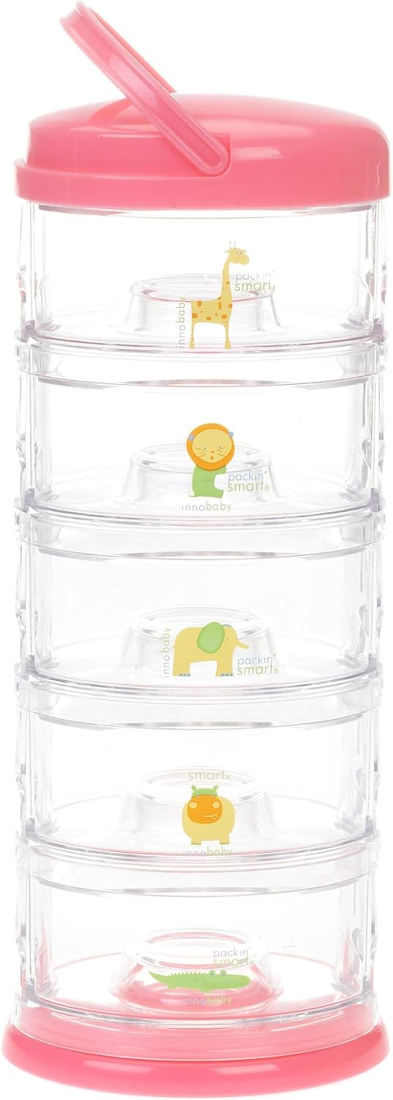 Innobaby Packin' Smart Stackable and Portable Storage System for Formula, Baby Snacks and More. 5 Stackable Cups in Lime Sorbet. BPA Free.