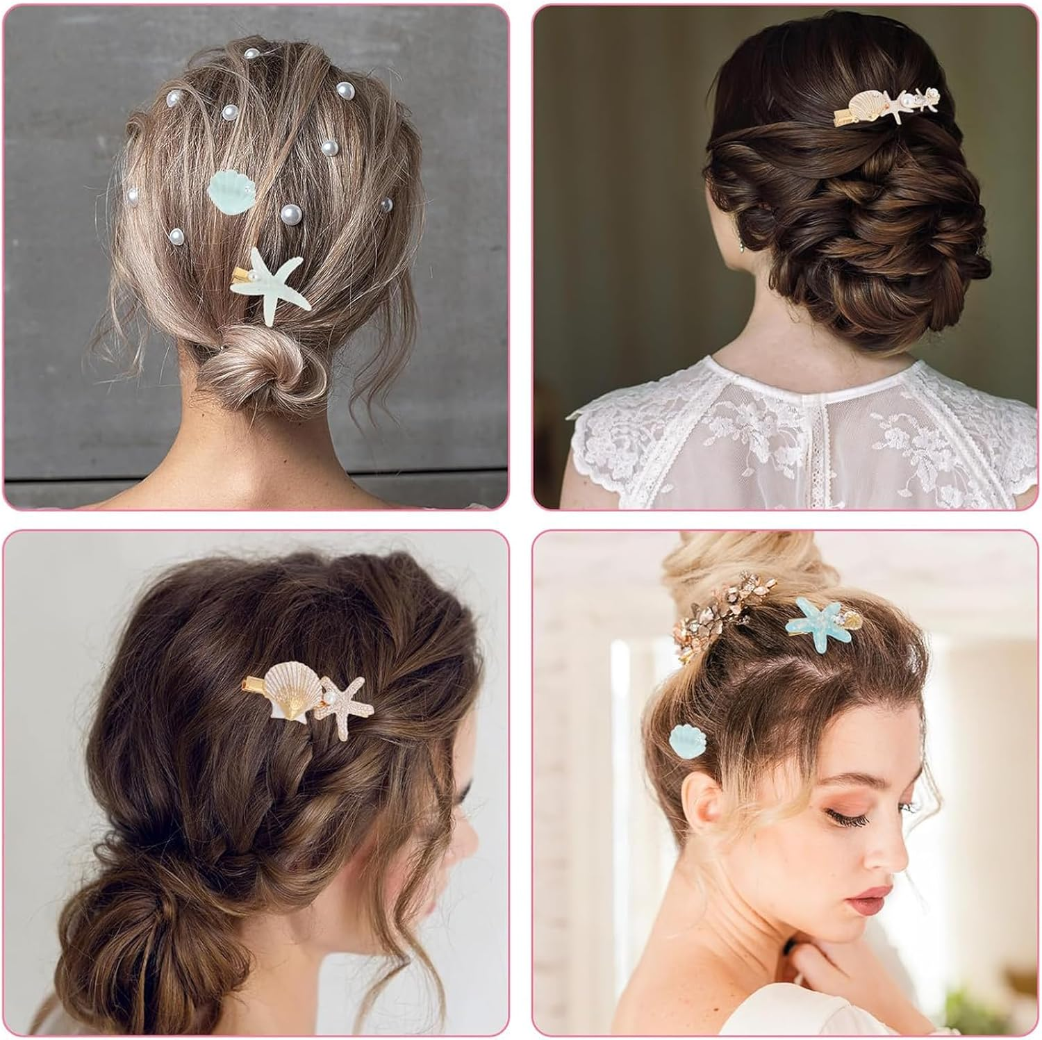 Yeanifeana 7-Piece Set Mermaid Hair Clips, Shell Pearl Starfish Alligator Clips, Waterproof Resin Mermaid Accessories for Women Girls, Beach Party Favors Gifts image number 3